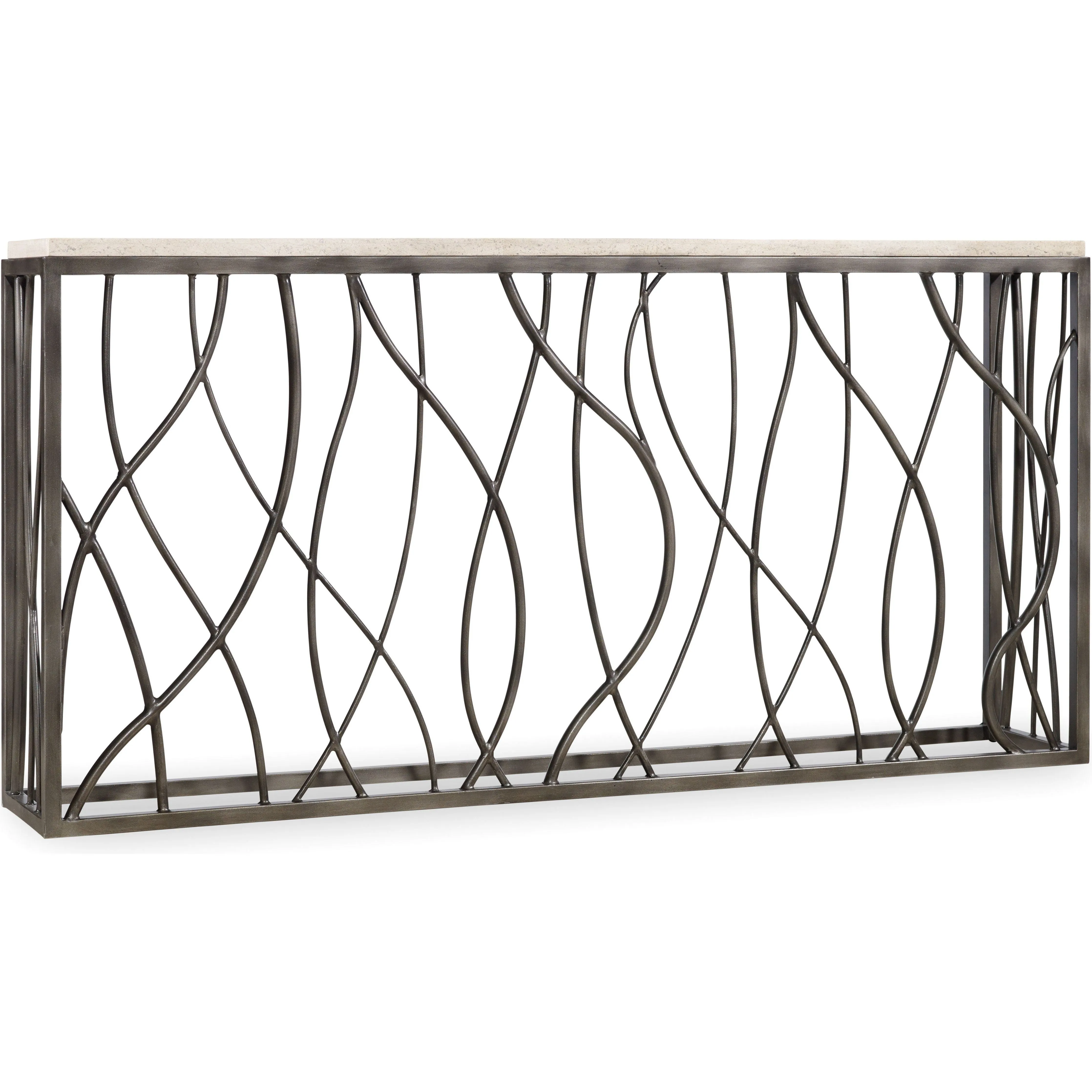 5373 Travertine Console Table W/ Metal Base