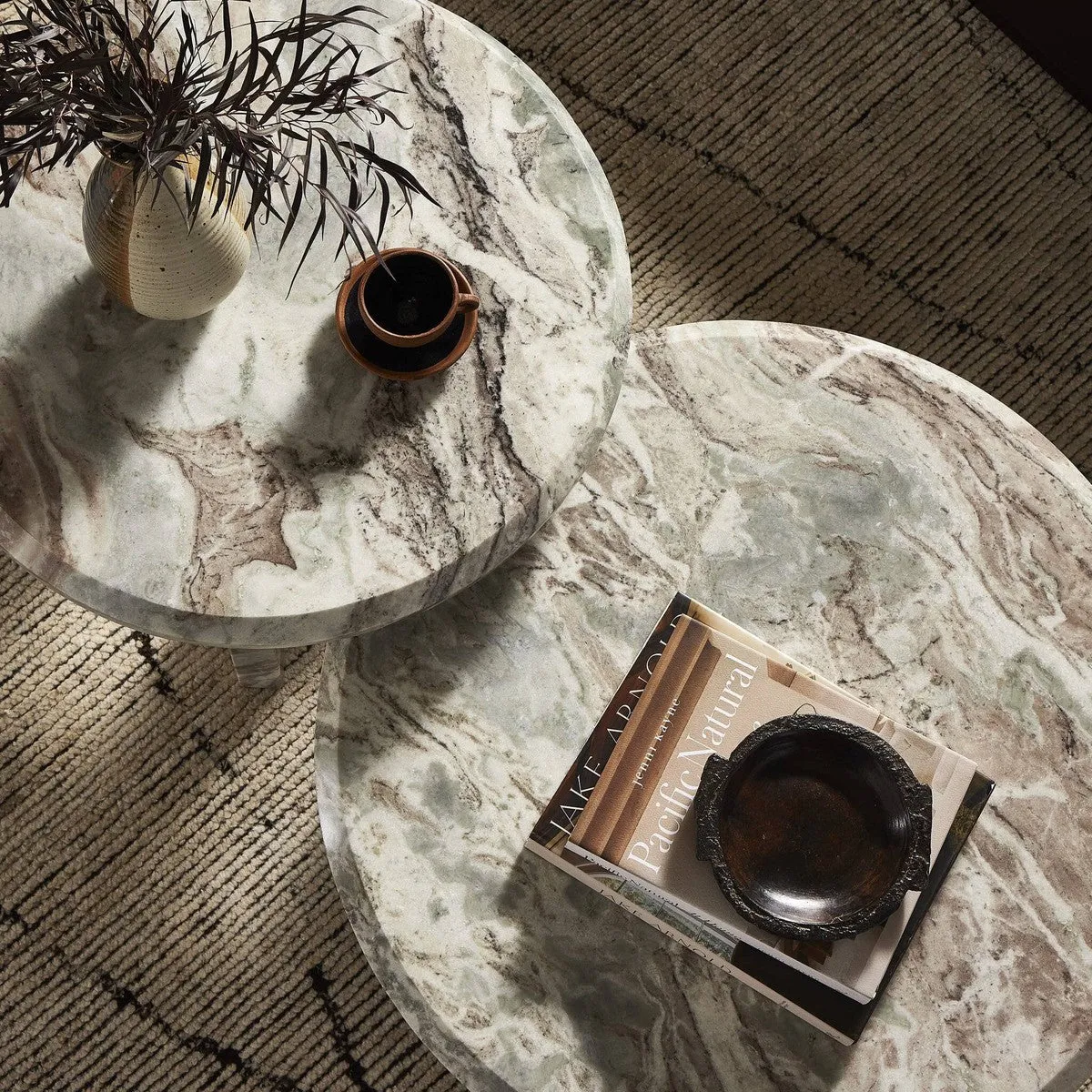 Alabaster Nesting Coffee Table - Creamy Taupe Marble Solid - Taupe
