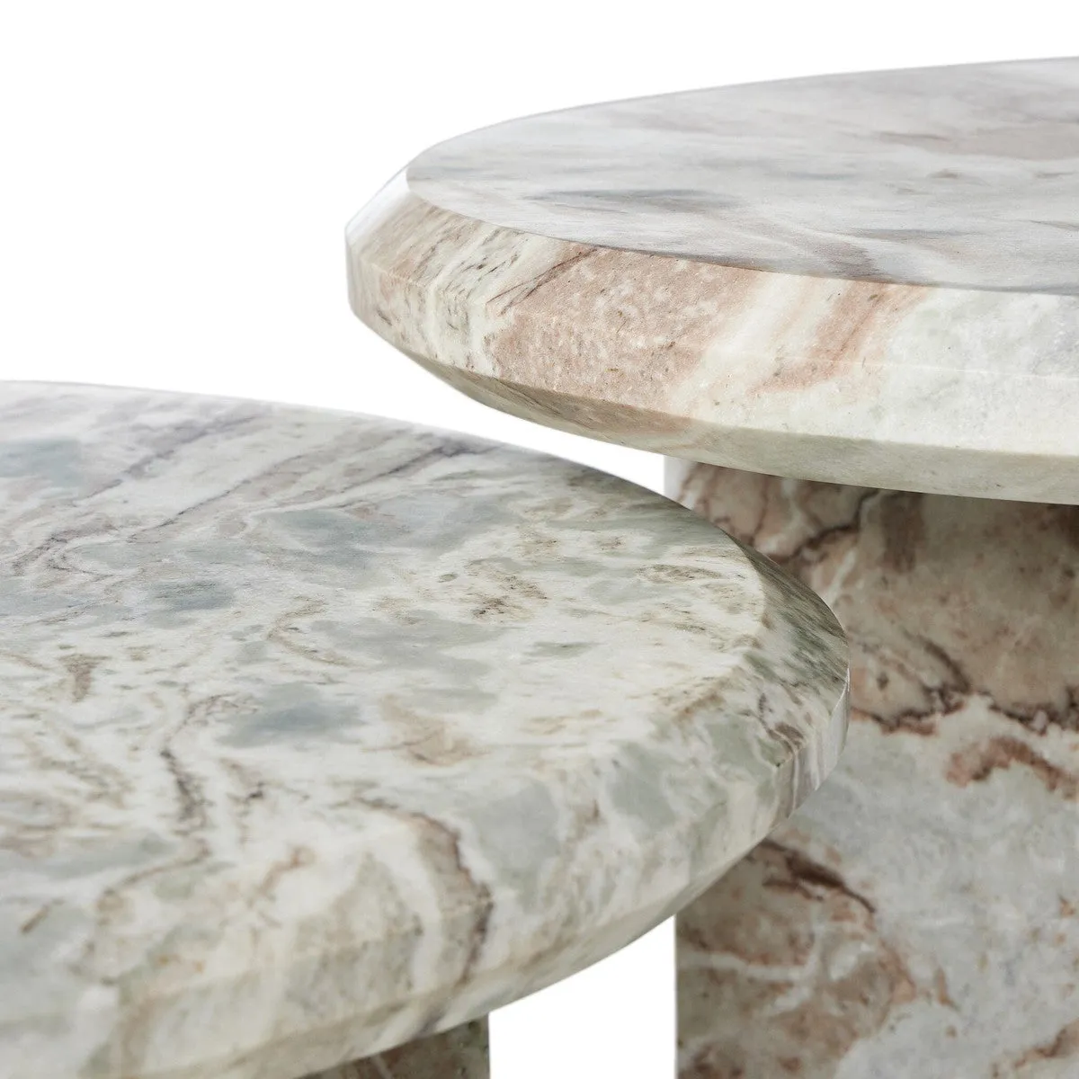 Alabaster Nesting Coffee Table - Creamy Taupe Marble Solid - Taupe