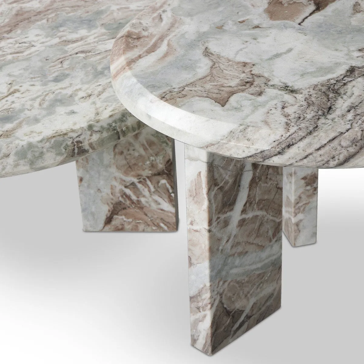 Alabaster Nesting Coffee Table - Creamy Taupe Marble Solid - Taupe