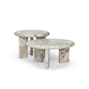 Alabaster Nesting Coffee Table - Creamy Taupe Marble Solid - Taupe