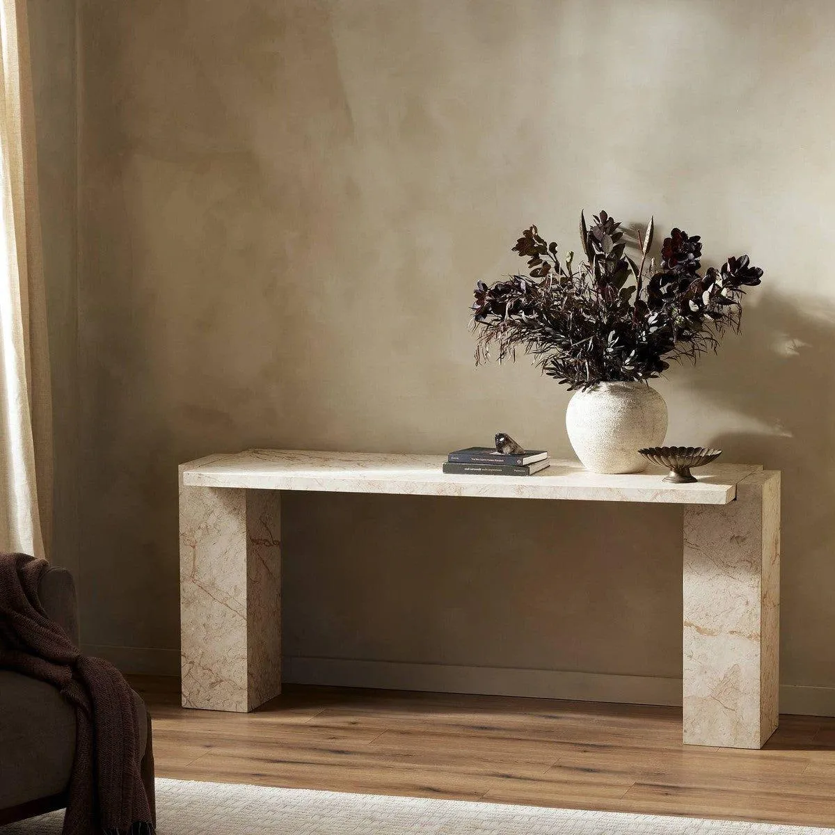 Alicia Console Table - Desert Taupe Marble