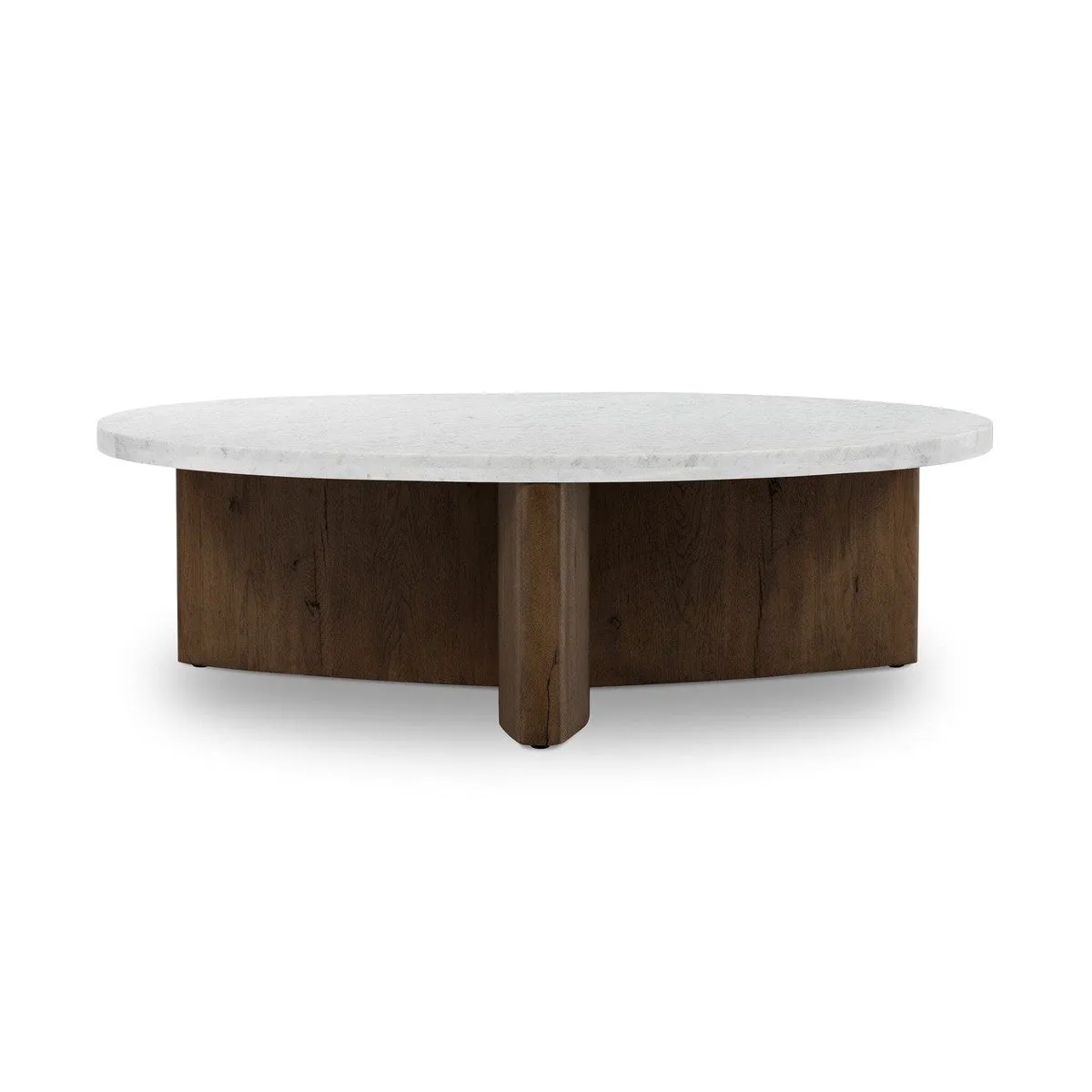 Amadis Coffee Table - Italian White Marble w/ Rustic Fawn Base