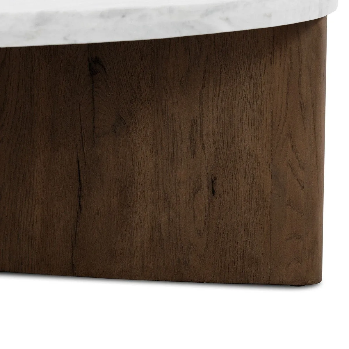 Amadis Coffee Table - Italian White Marble w/ Rustic Fawn Base