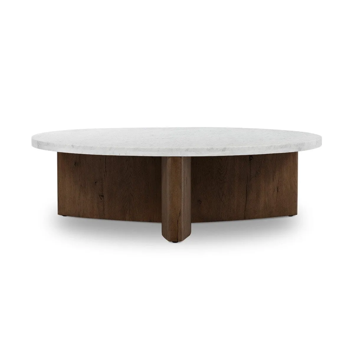Amadis Coffee Table - Italian White Marble w/ Rustic Fawn Base