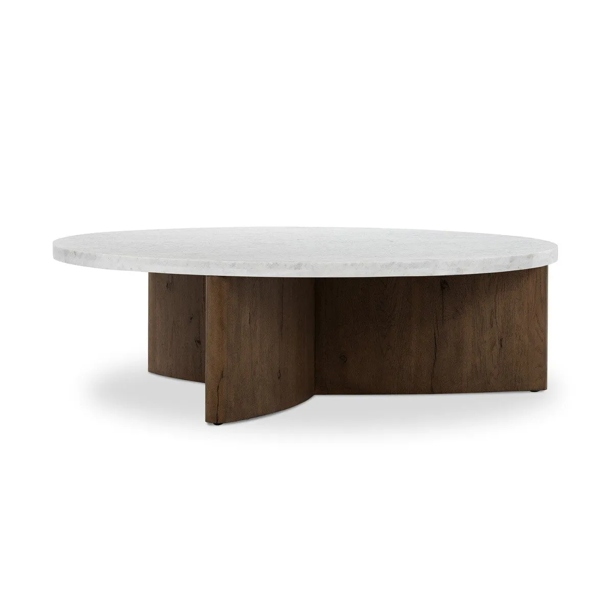 Amadis Coffee Table - Italian White Marble w/ Rustic Fawn Base
