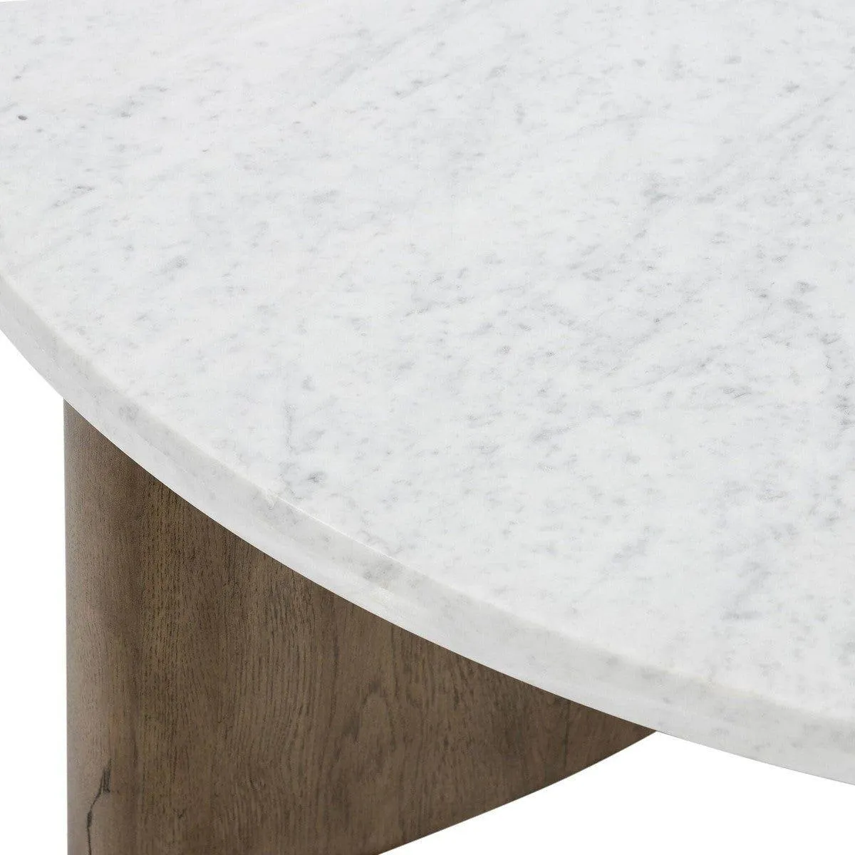 Amadis Coffee Table - Italian White Marble w/ Rustic Grey Base