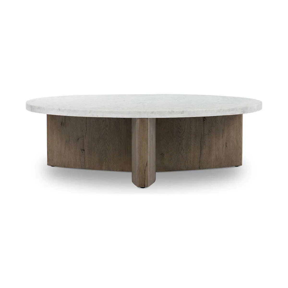 Amadis Coffee Table - Italian White Marble w/ Rustic Grey Base