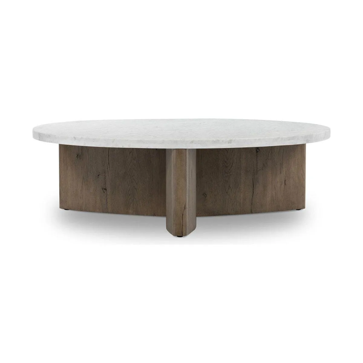 Amadis Coffee Table - Italian White Marble w/ Rustic Grey Base