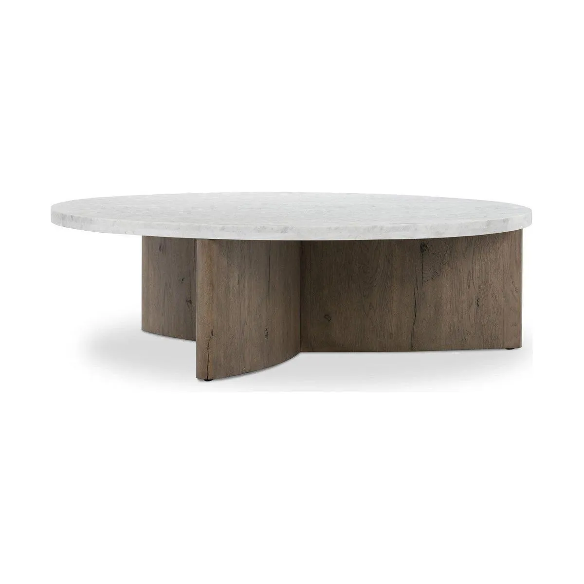 Amadis Coffee Table - Italian White Marble w/ Rustic Grey Base
