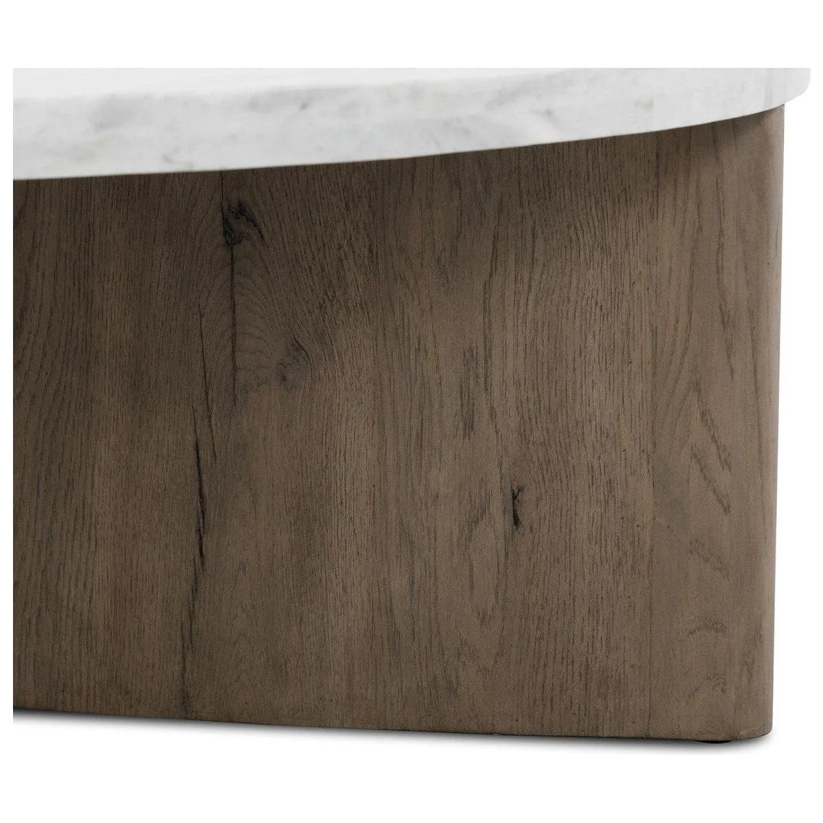 Amadis Coffee Table - Italian White Marble w/ Rustic Grey Base