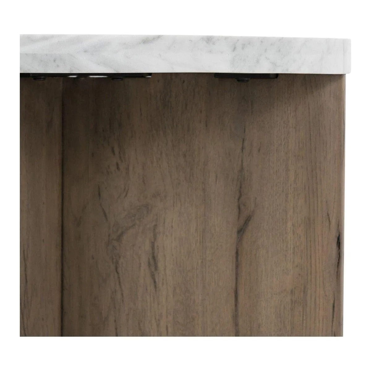 Amadis End Table - Italian White Marble & Rustic Grey