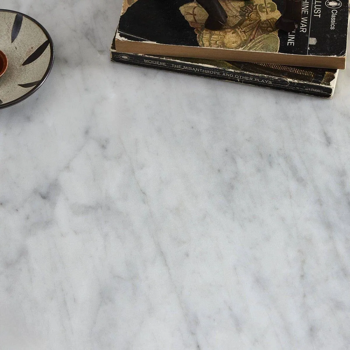 Amadis End Table - Italian White Marble & Rustic Grey