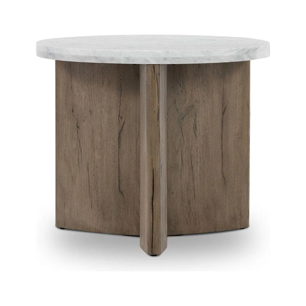 Amadis End Table - Italian White Marble & Rustic Grey