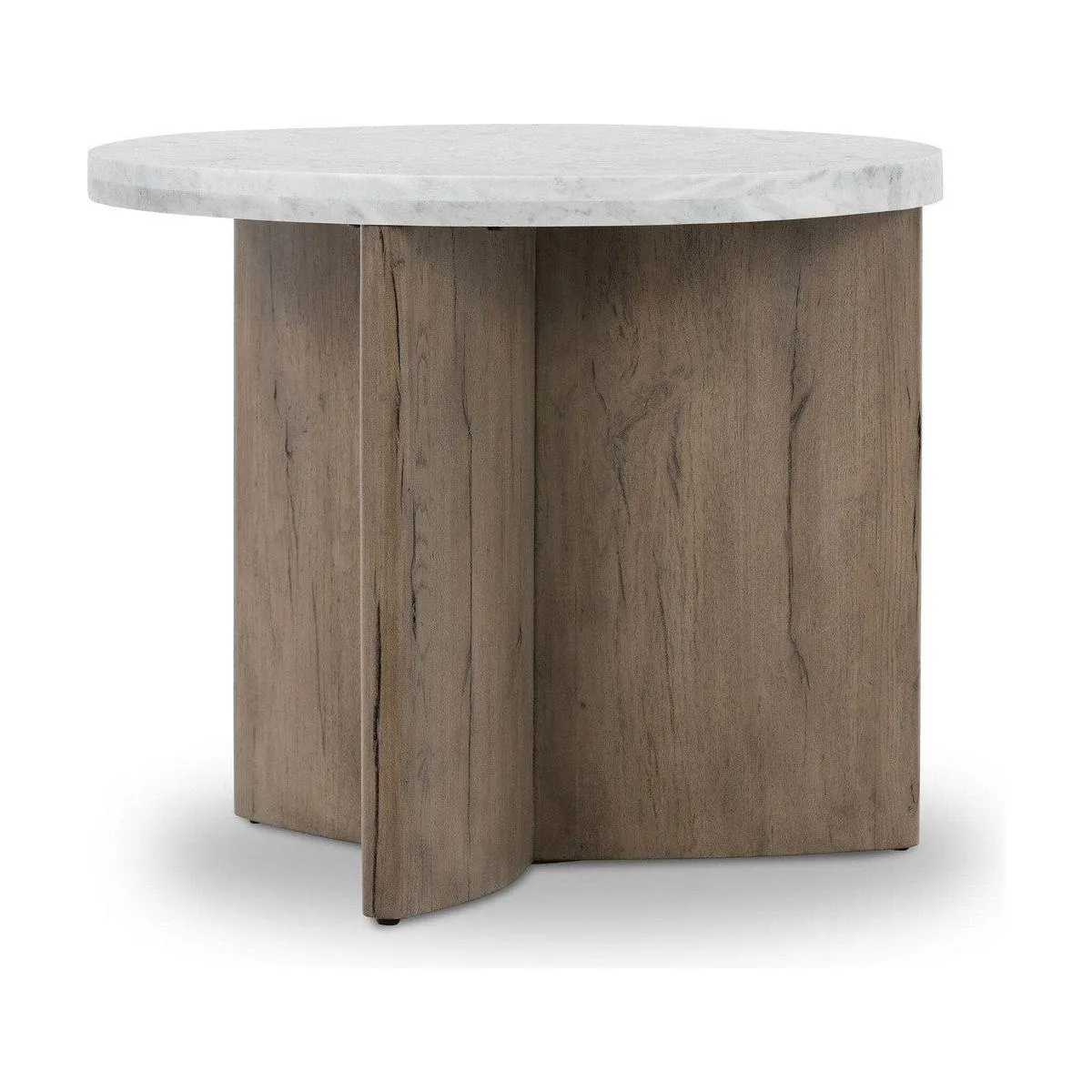 Amadis End Table - Italian White Marble & Rustic Grey