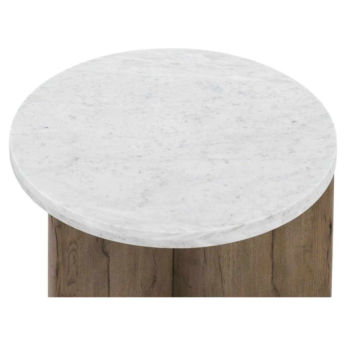 Amadis End Table - Italian White Marble & Rustic Grey