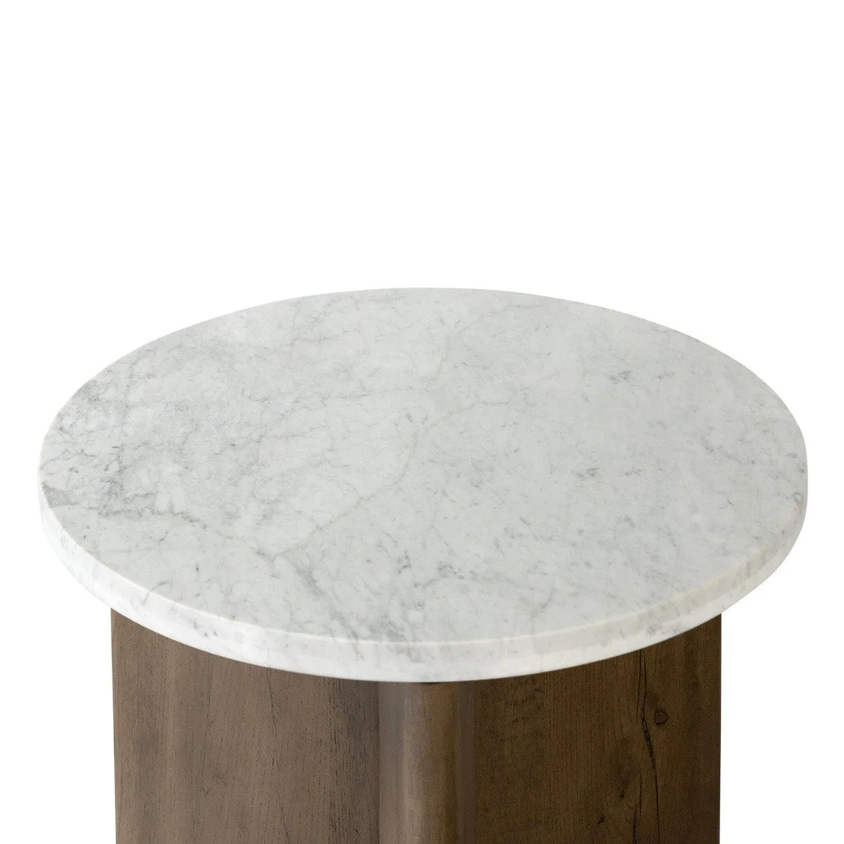Amadis End Table - White Marble & Rustic Fawn