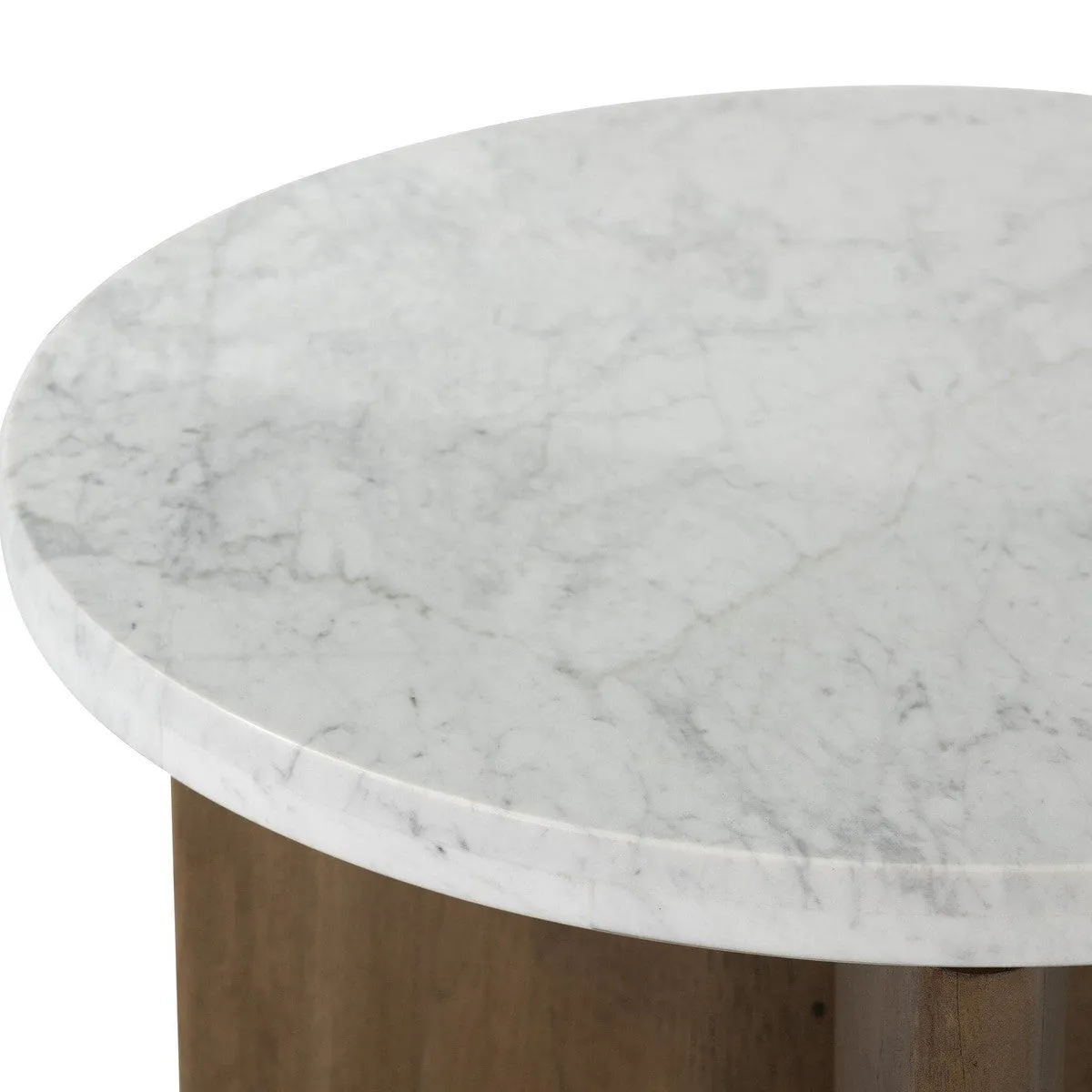 Amadis End Table - White Marble & Rustic Fawn