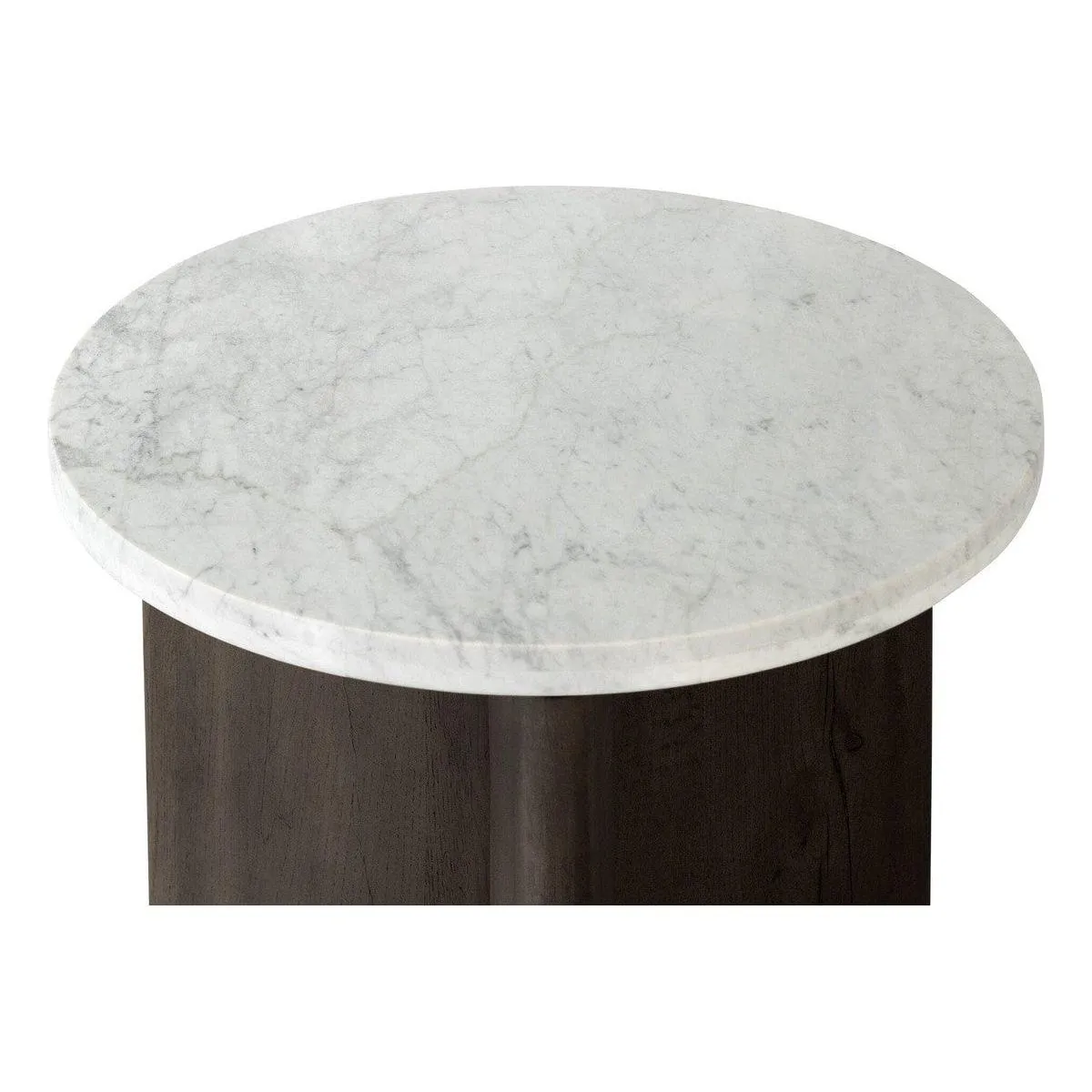 Amadis End Table - White Marble & Smoked Black