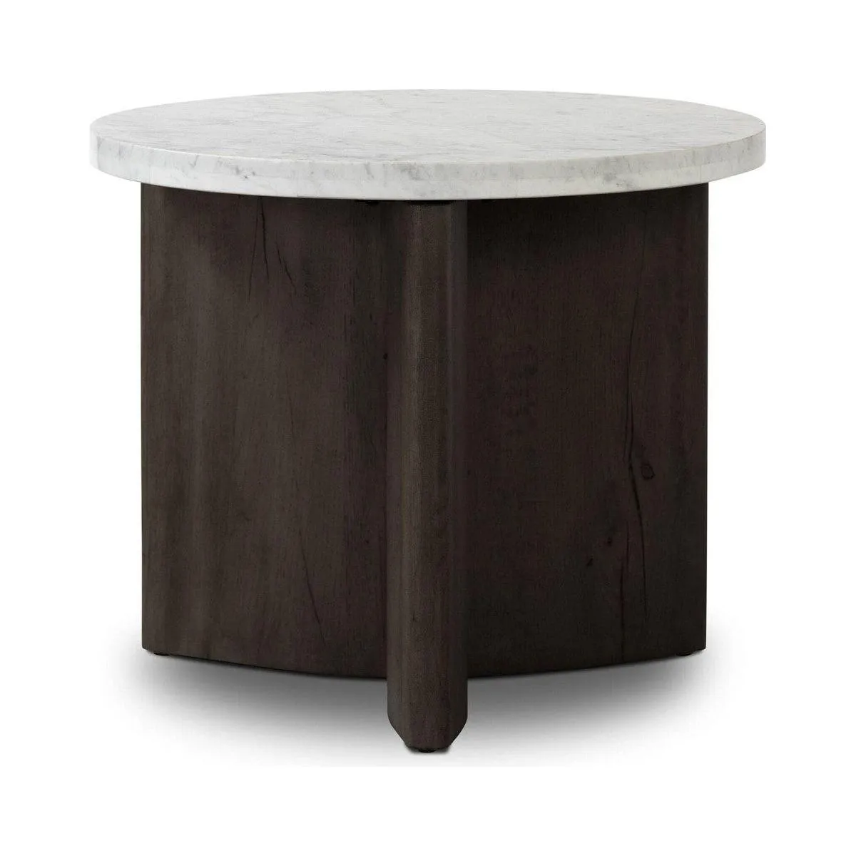 Amadis End Table - White Marble & Smoked Black