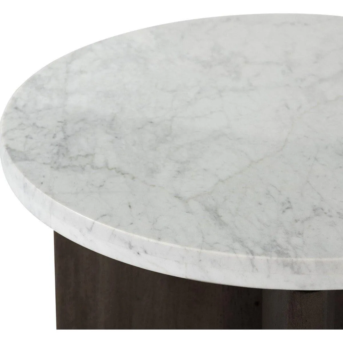 Amadis End Table - White Marble & Smoked Black