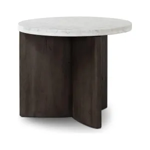 Amadis End Table - White Marble & Smoked Black