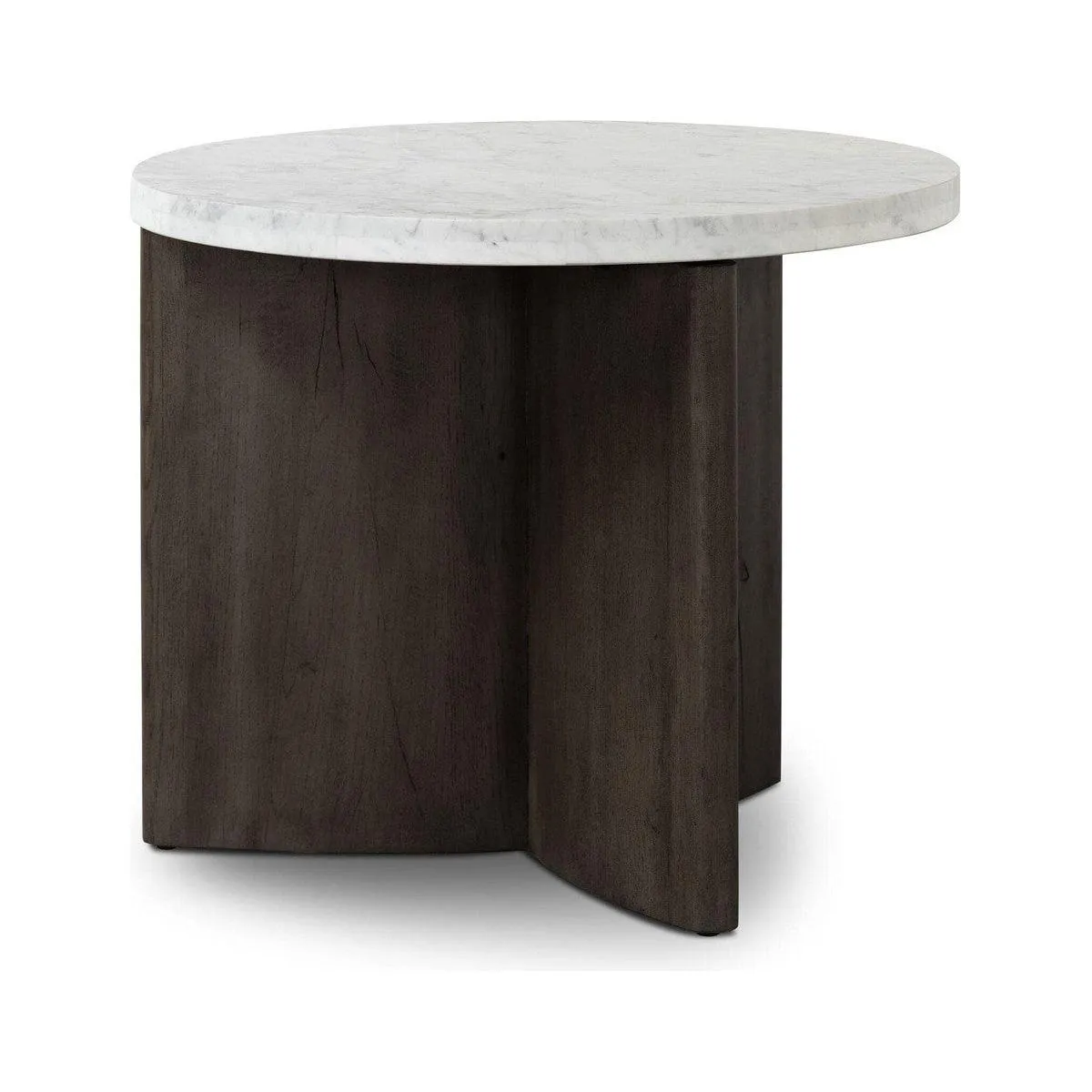 Amadis End Table - White Marble & Smoked Black