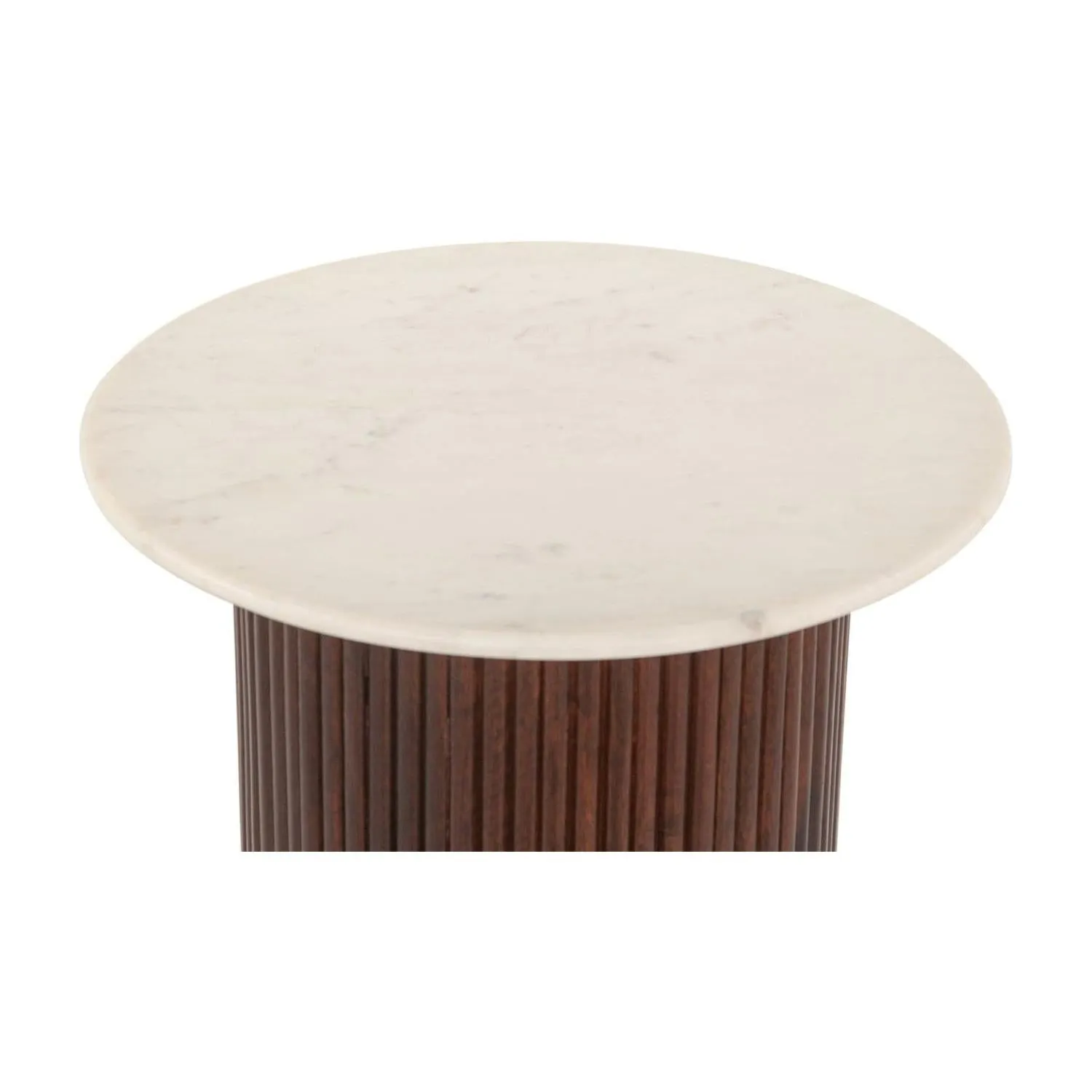 Amalfi 22" Mango Wood and White Marble Side Table