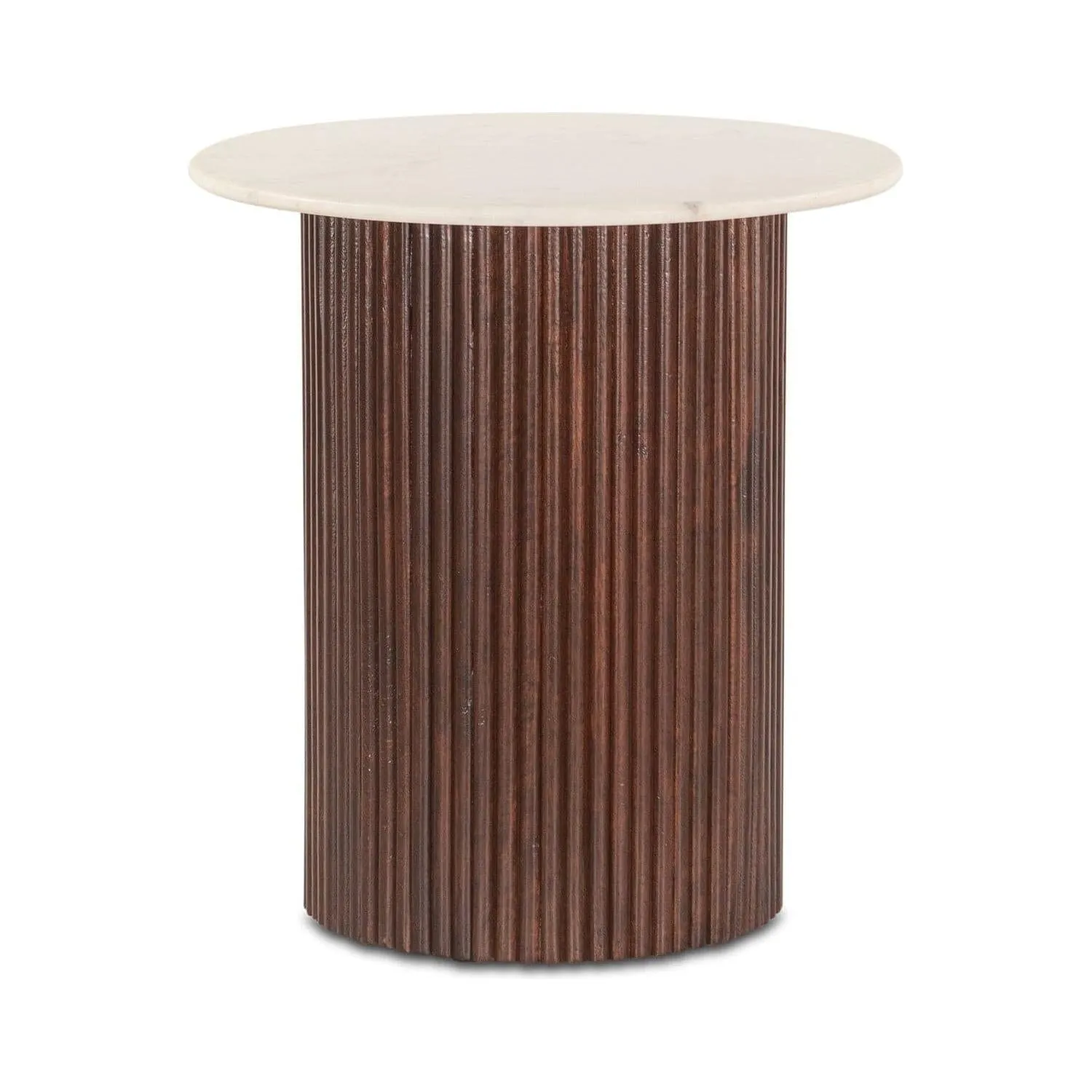 Amalfi 22" Mango Wood and White Marble Side Table