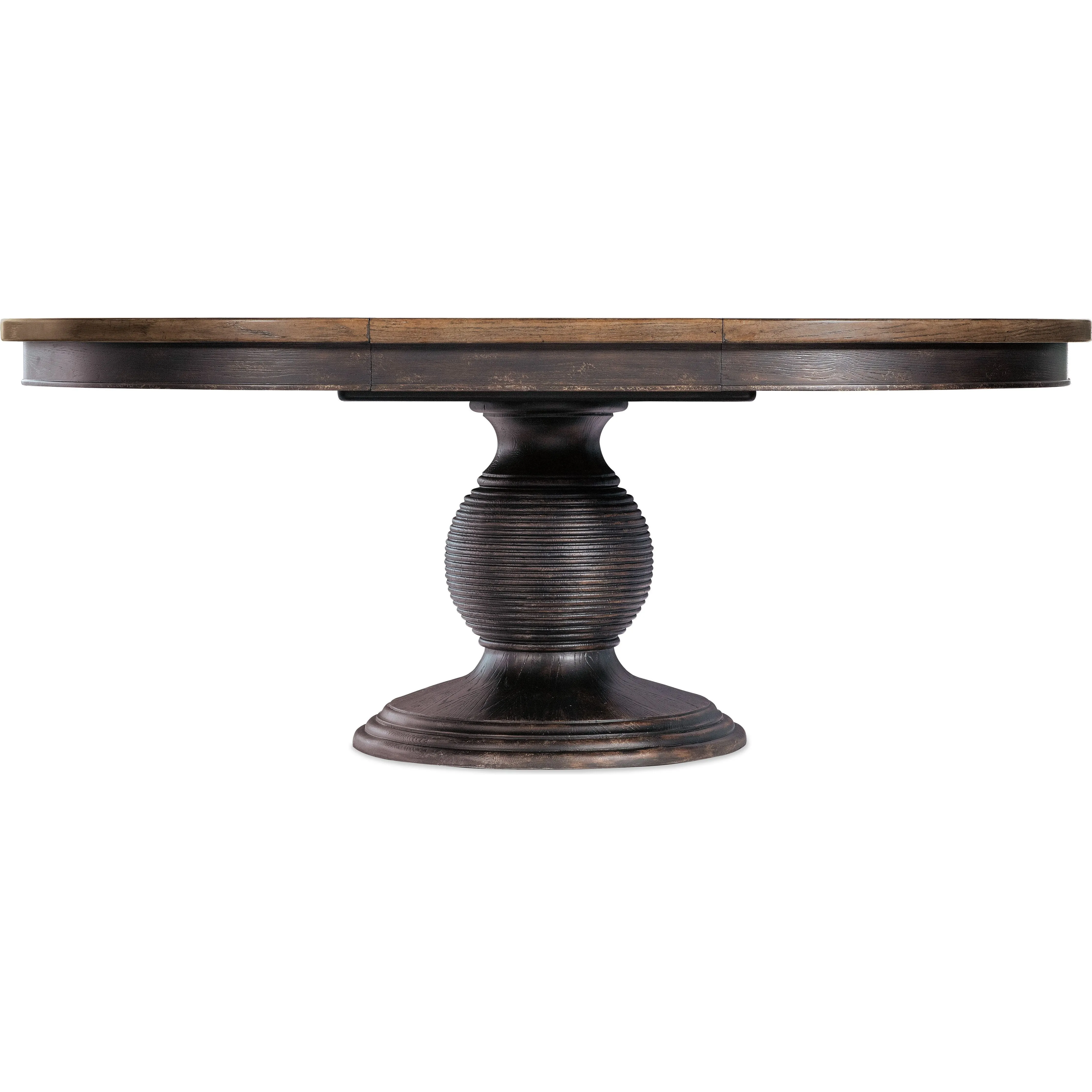 Americana Round Pedestal Dining Table with 1-22in Leaf - Blacks