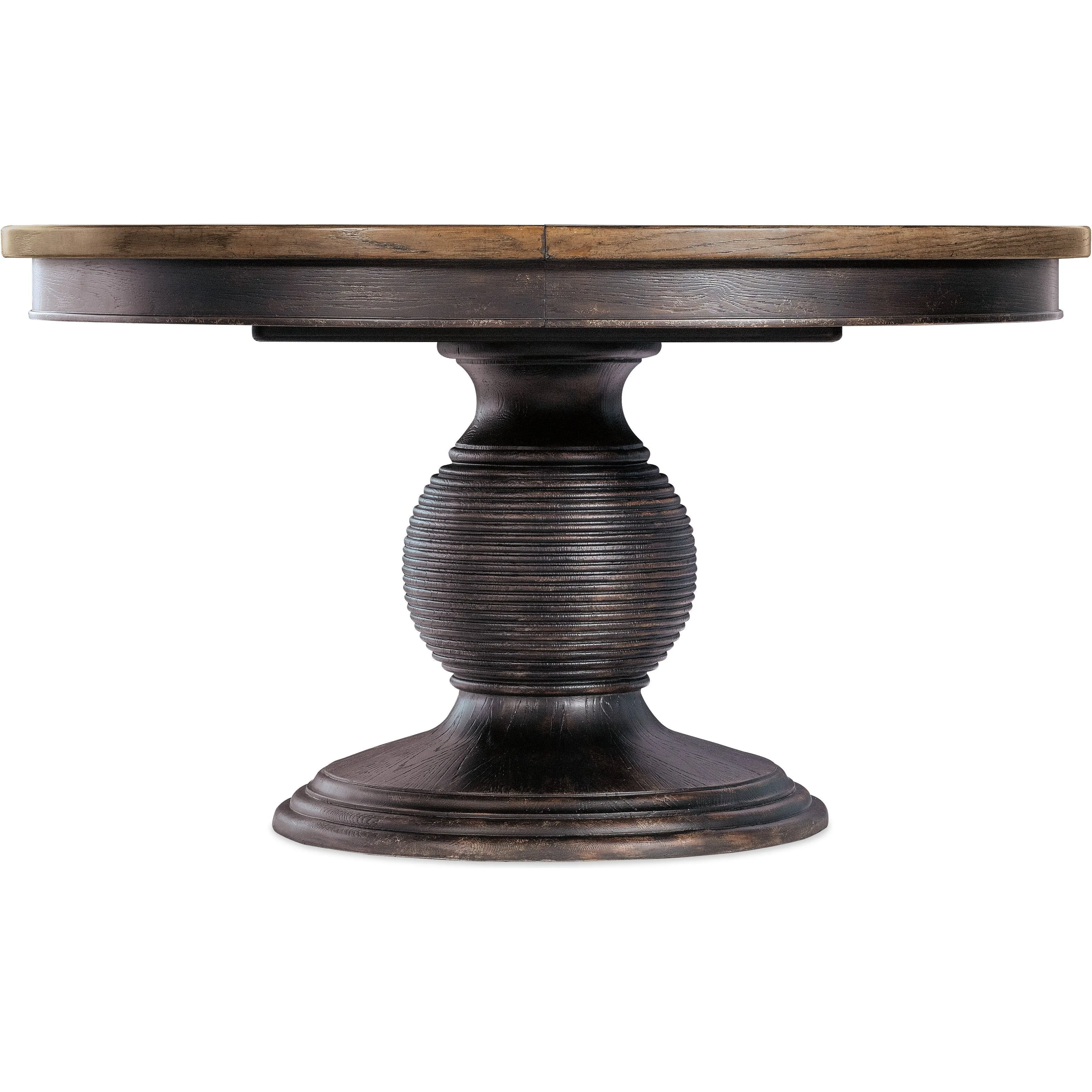 Americana Round Pedestal Dining Table with 1-22in Leaf - Blacks