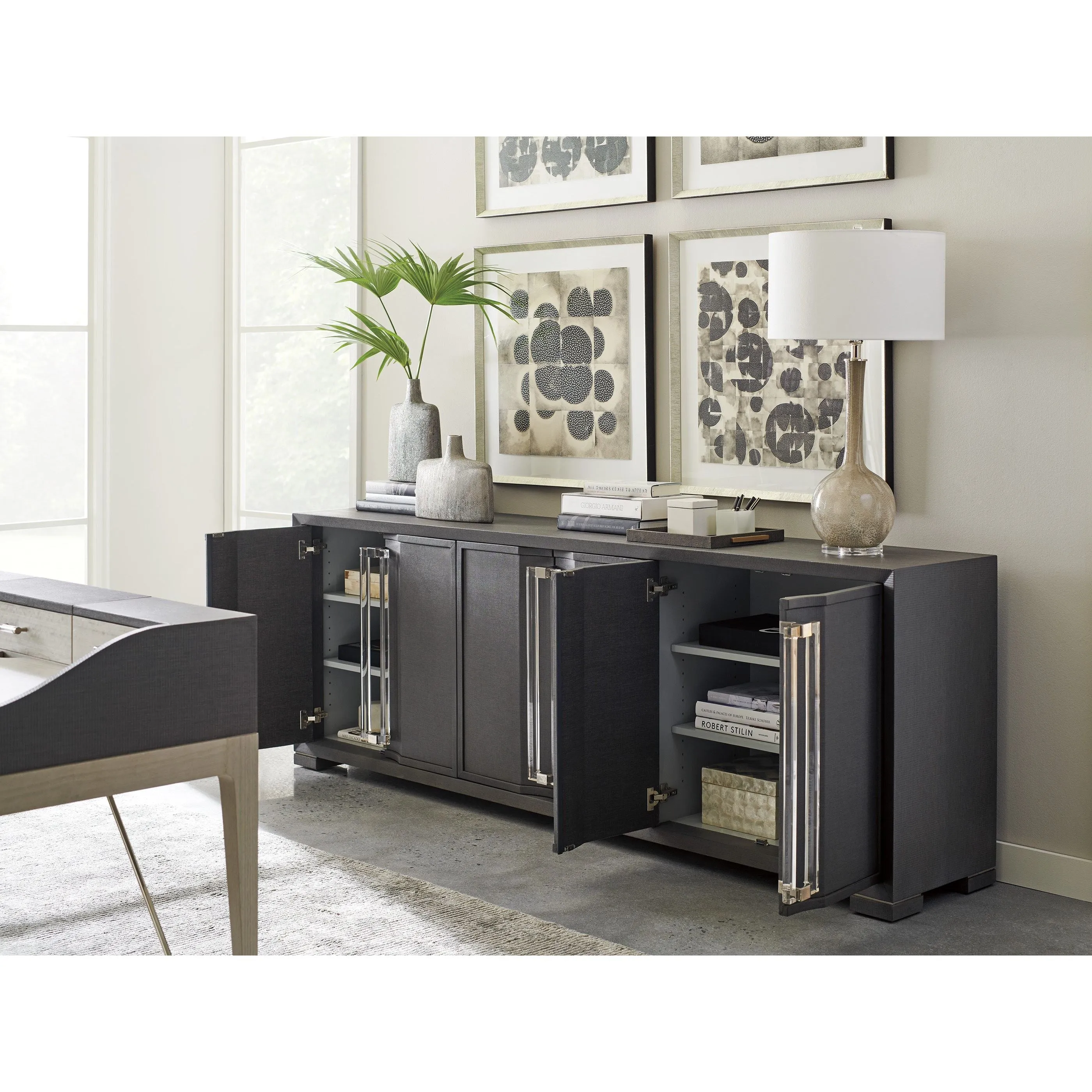 Anthology Linen Long Media Console - Gray