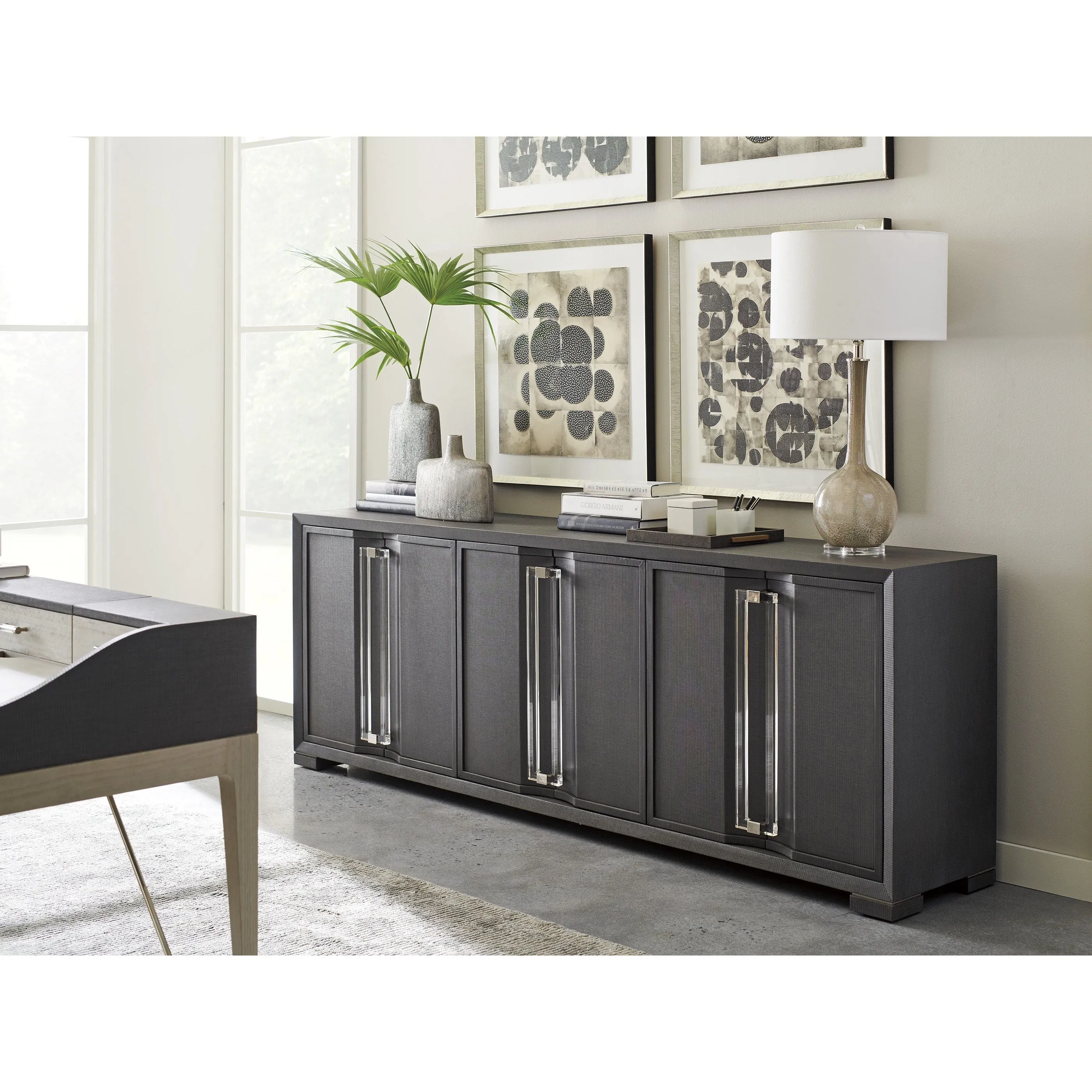 Anthology Linen Long Media Console - Gray