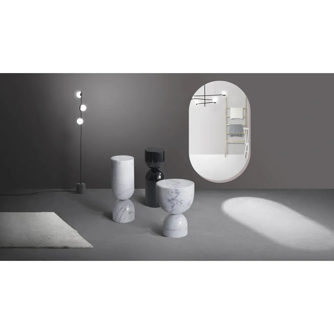 Apothecary Low End Table White Marble