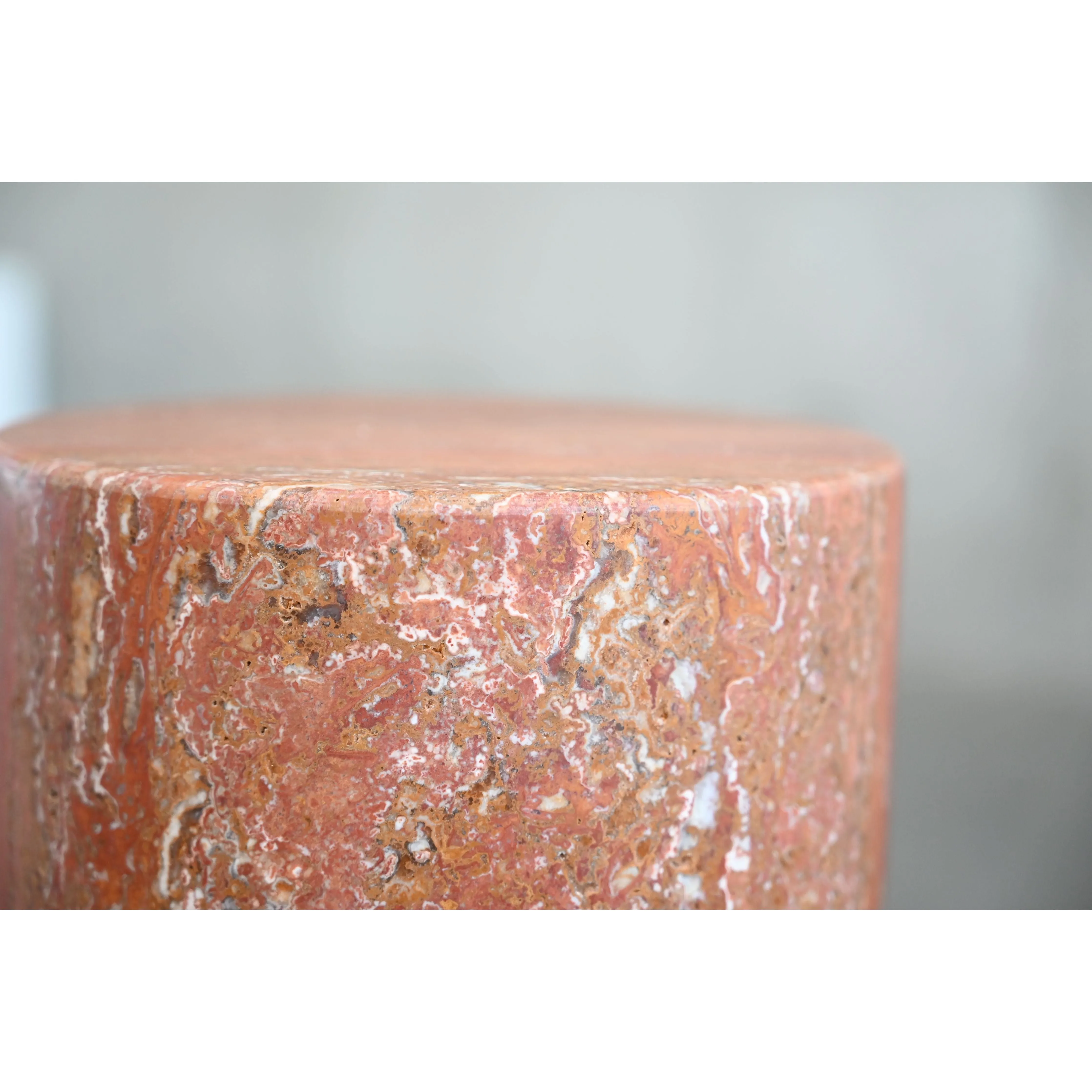 Apothecary Tall End Table Red Travertine