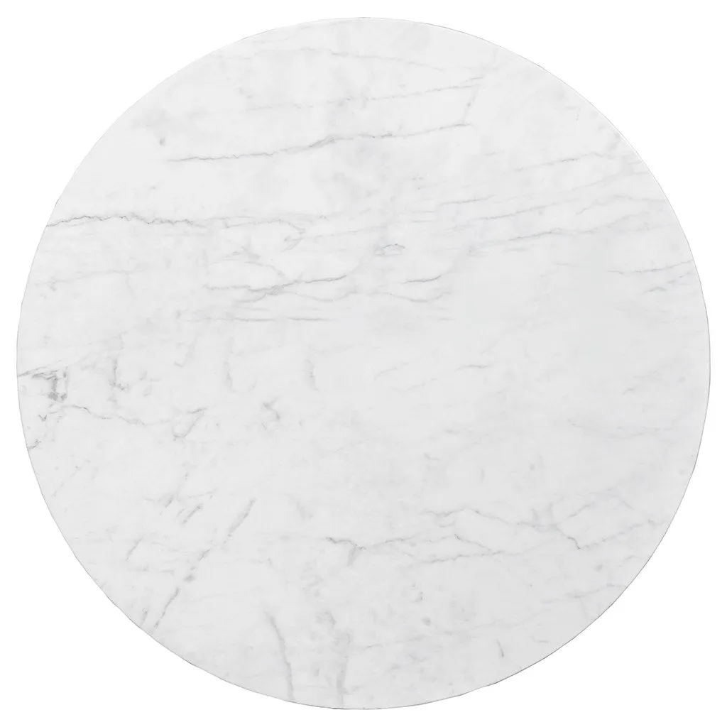 Arcadian Drum End Table - Burnished Oak - White Oak Solids & Carrara Marble