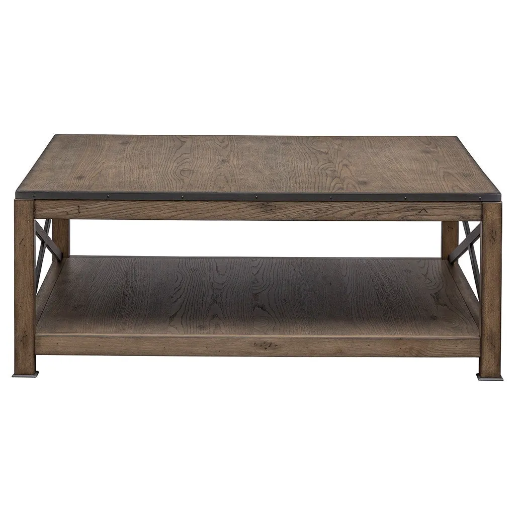Arcadian Square Cocktail Table - Burnished Oak - White Oak Solids & Metal