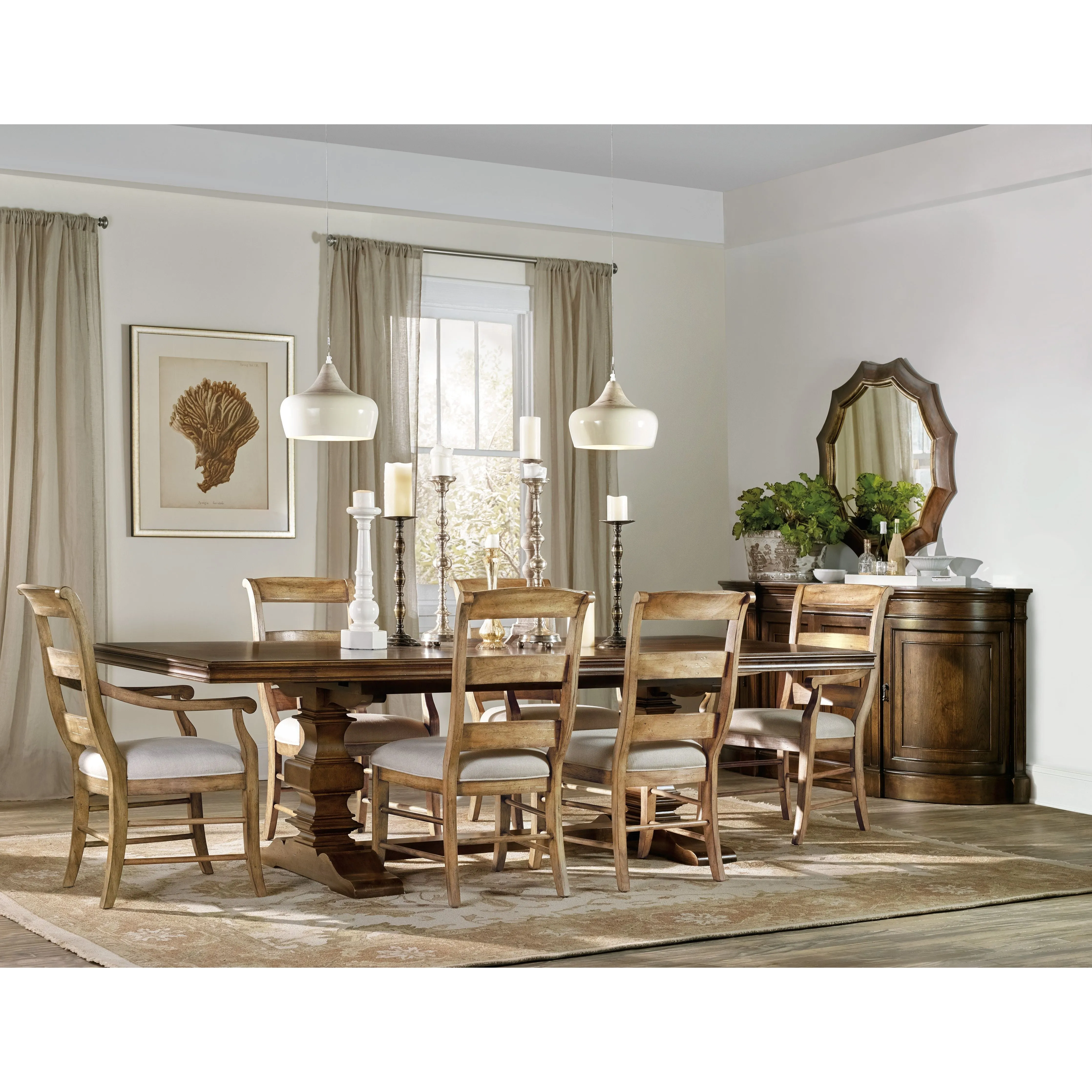 Archivist Trestle Dining Table Collection w/ 2-18in Leaves