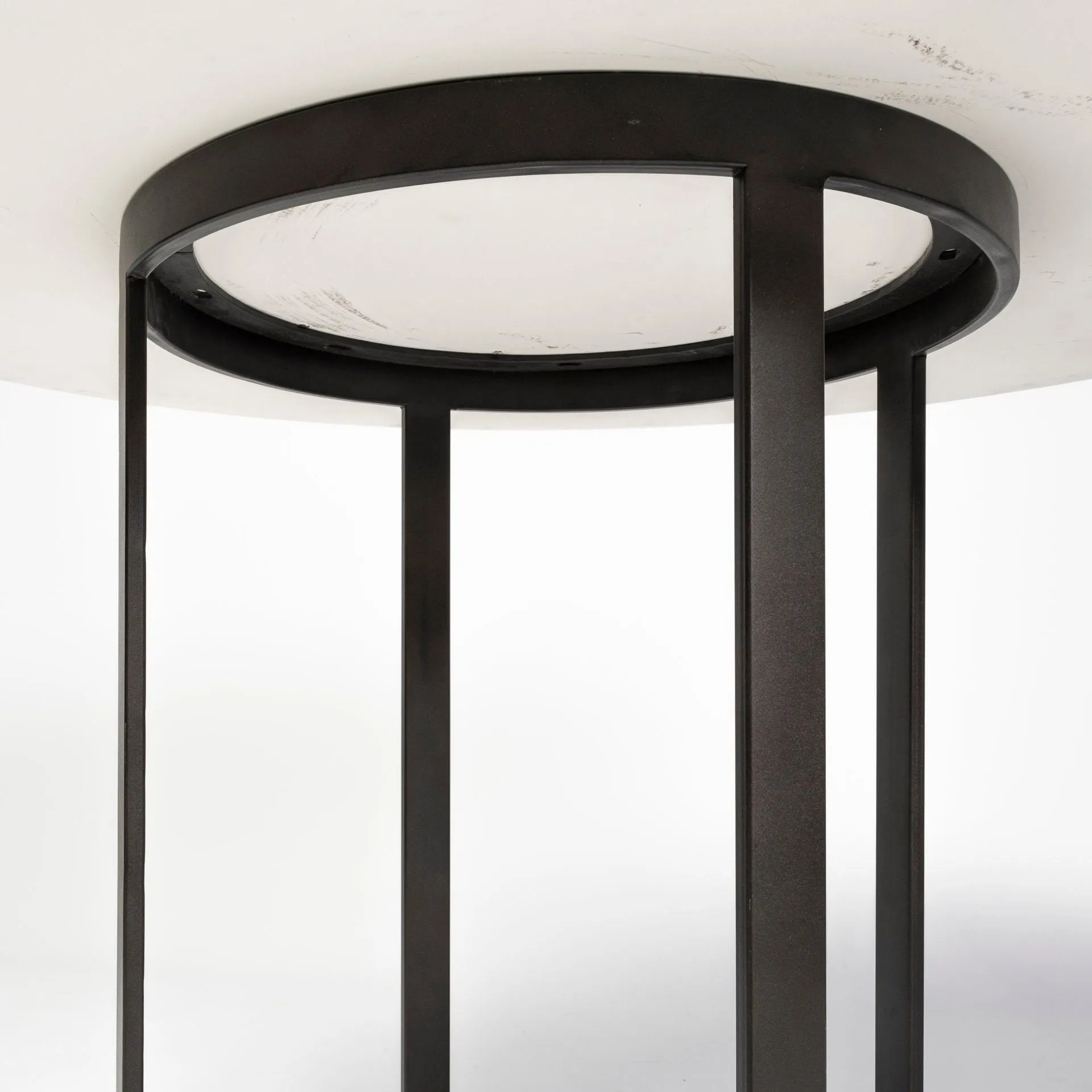 Ash White Marble | Black Metal | Round Dining Table