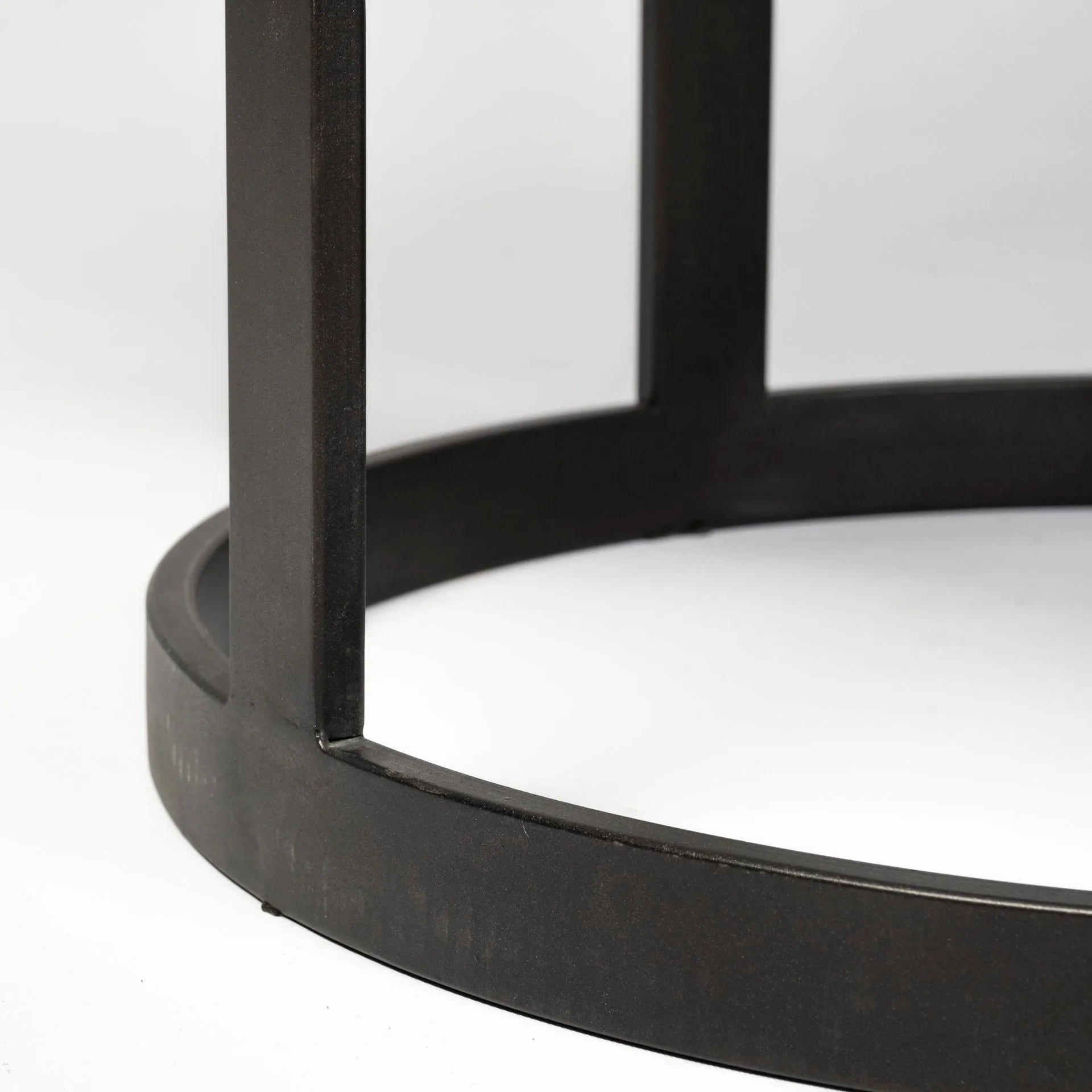 Ash White Marble | Black Metal | Round Dining Table