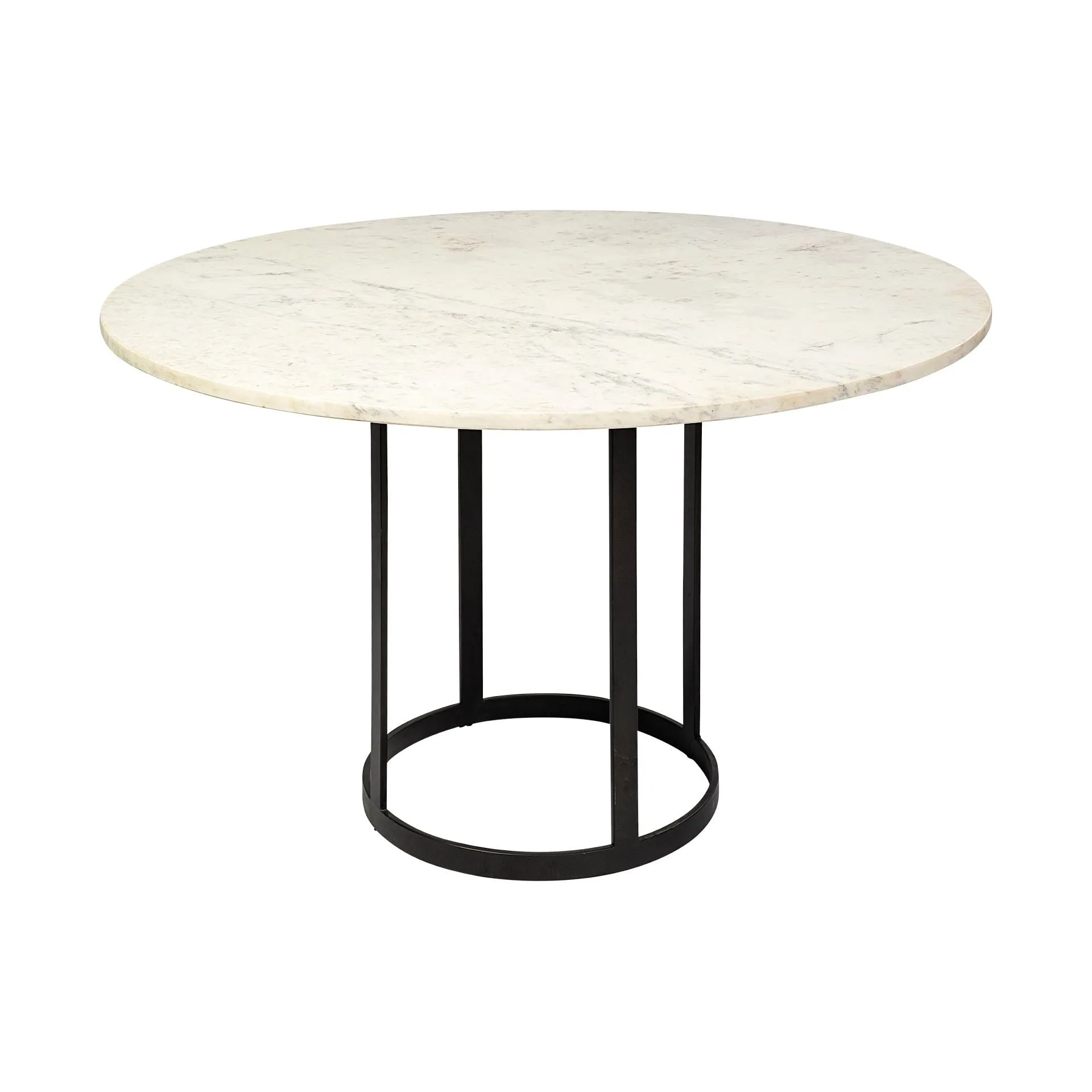 Ash White Marble | Black Metal | Round Dining Table