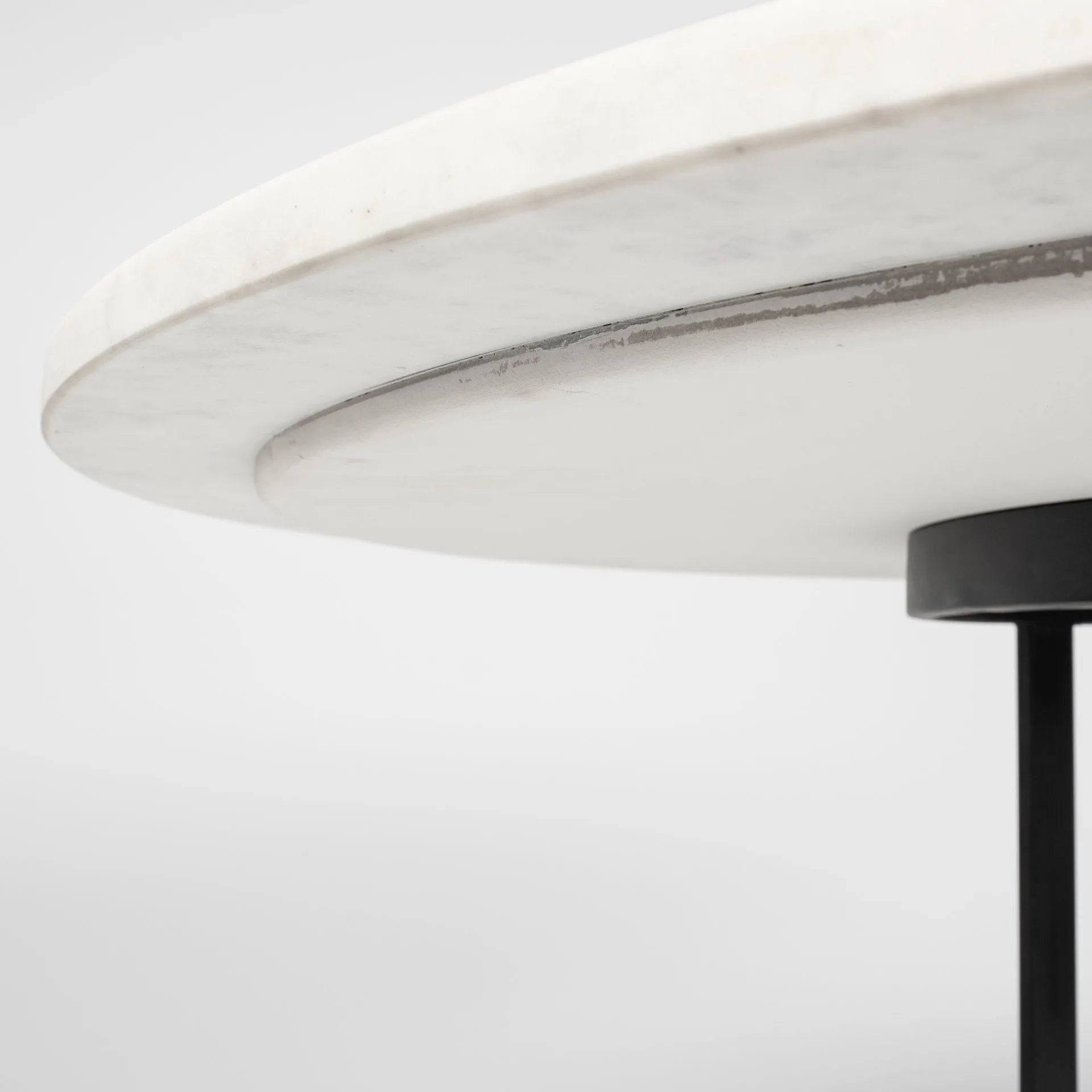 Ash White Marble | Black Metal | Round Dining Table