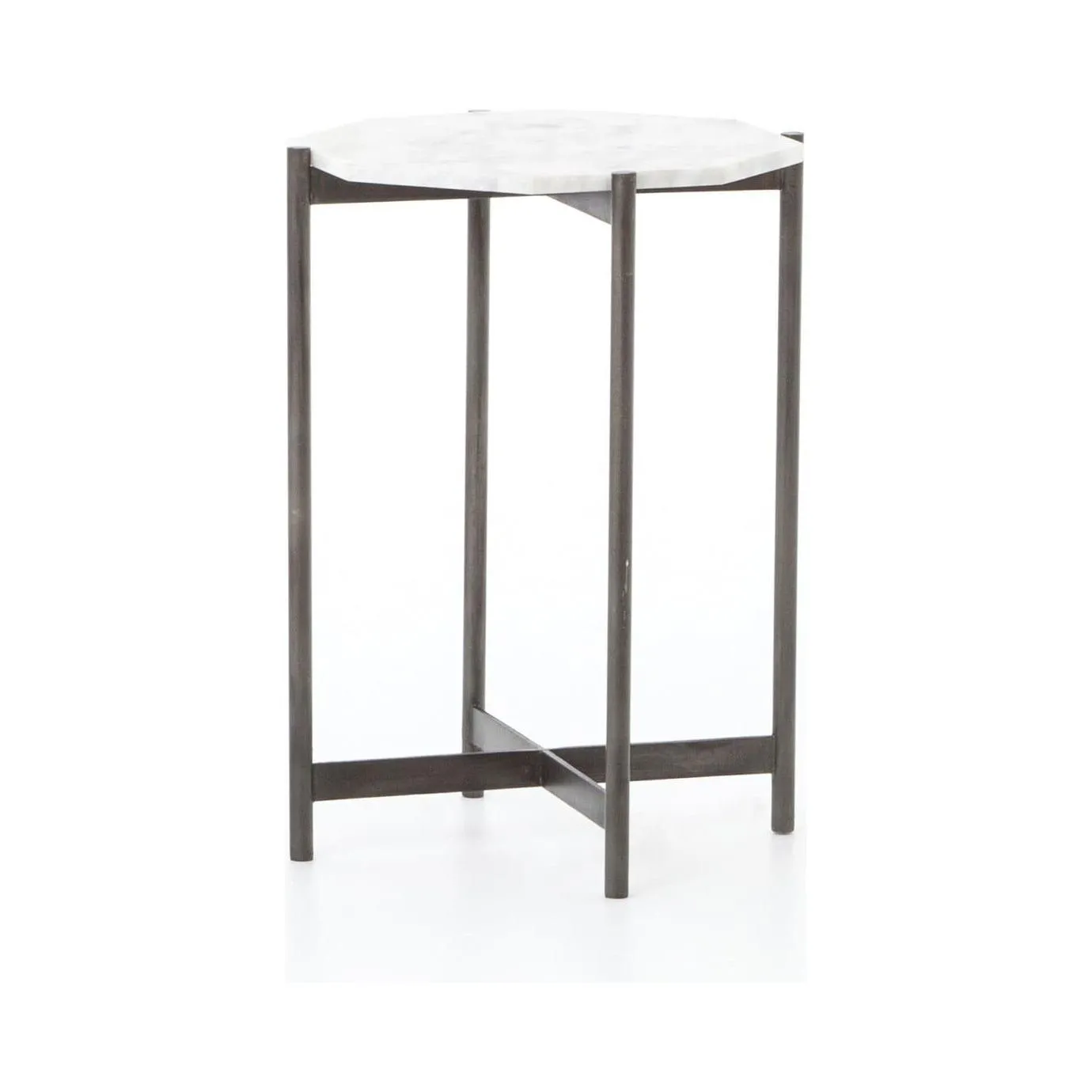 Ashbury Side Table - Polished White Marble