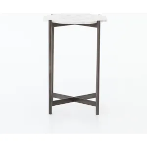 Ashbury Side Table - Polished White Marble