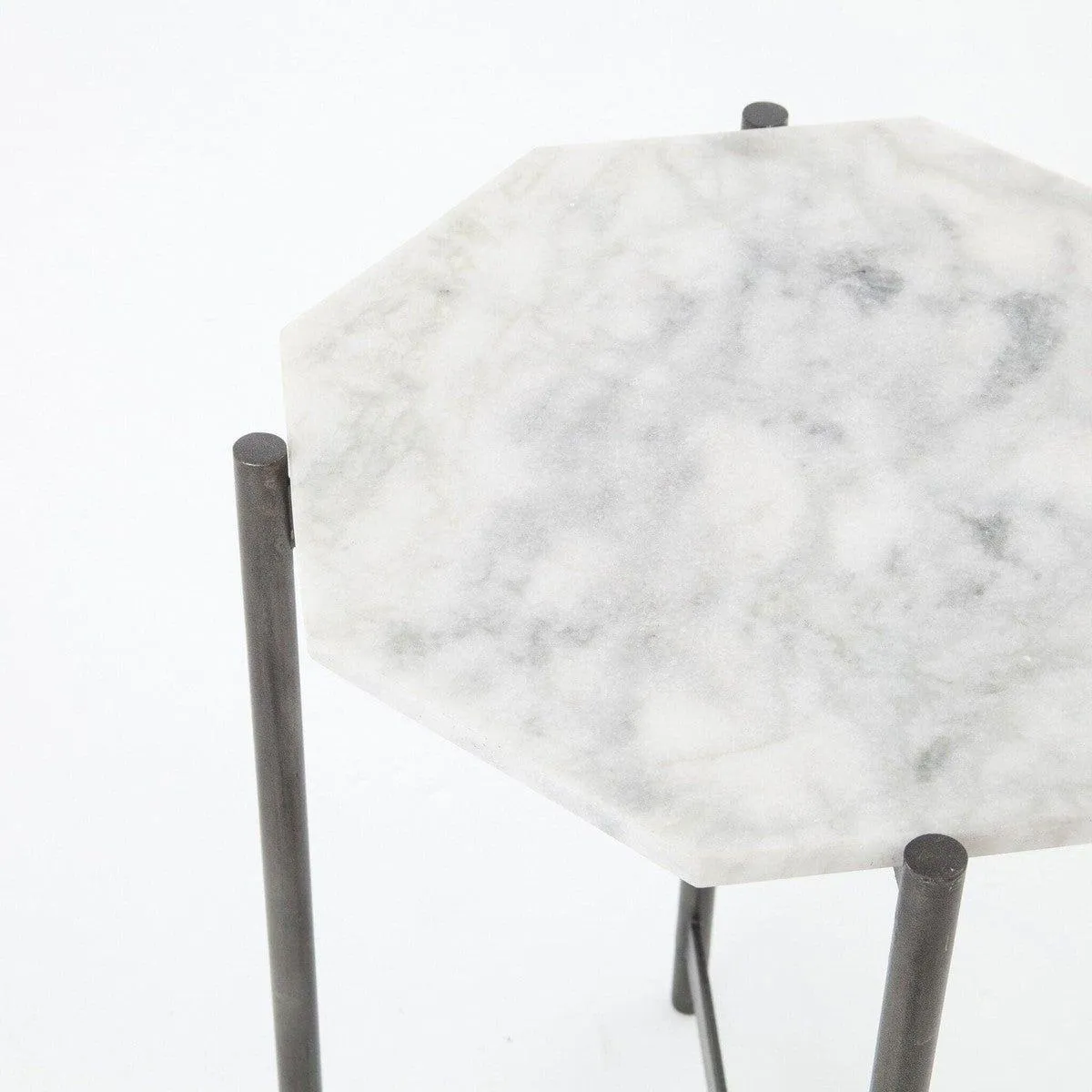 Ashbury Side Table - Polished White Marble