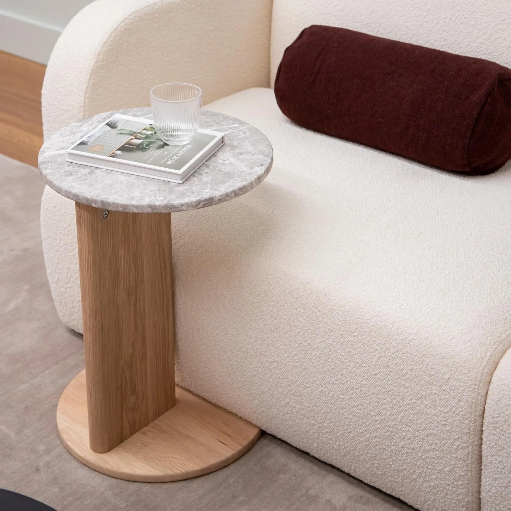 Aspect Side Table - Oak / Grey Marble