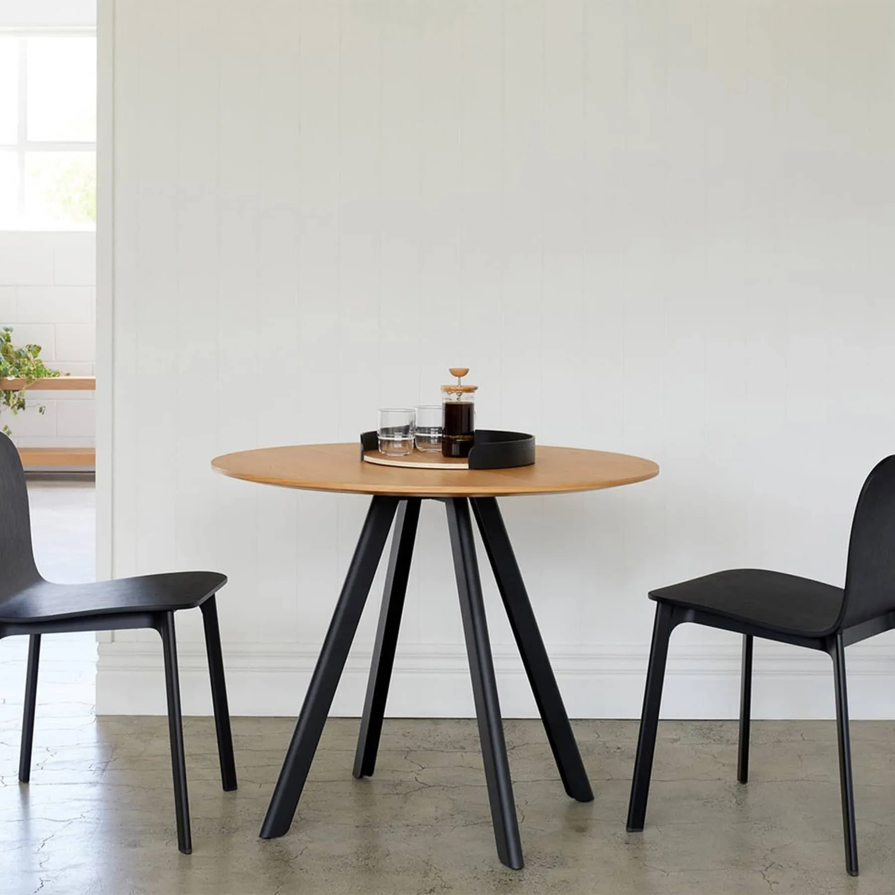 Assembly Round Dining Table 90cm - Oak/Black