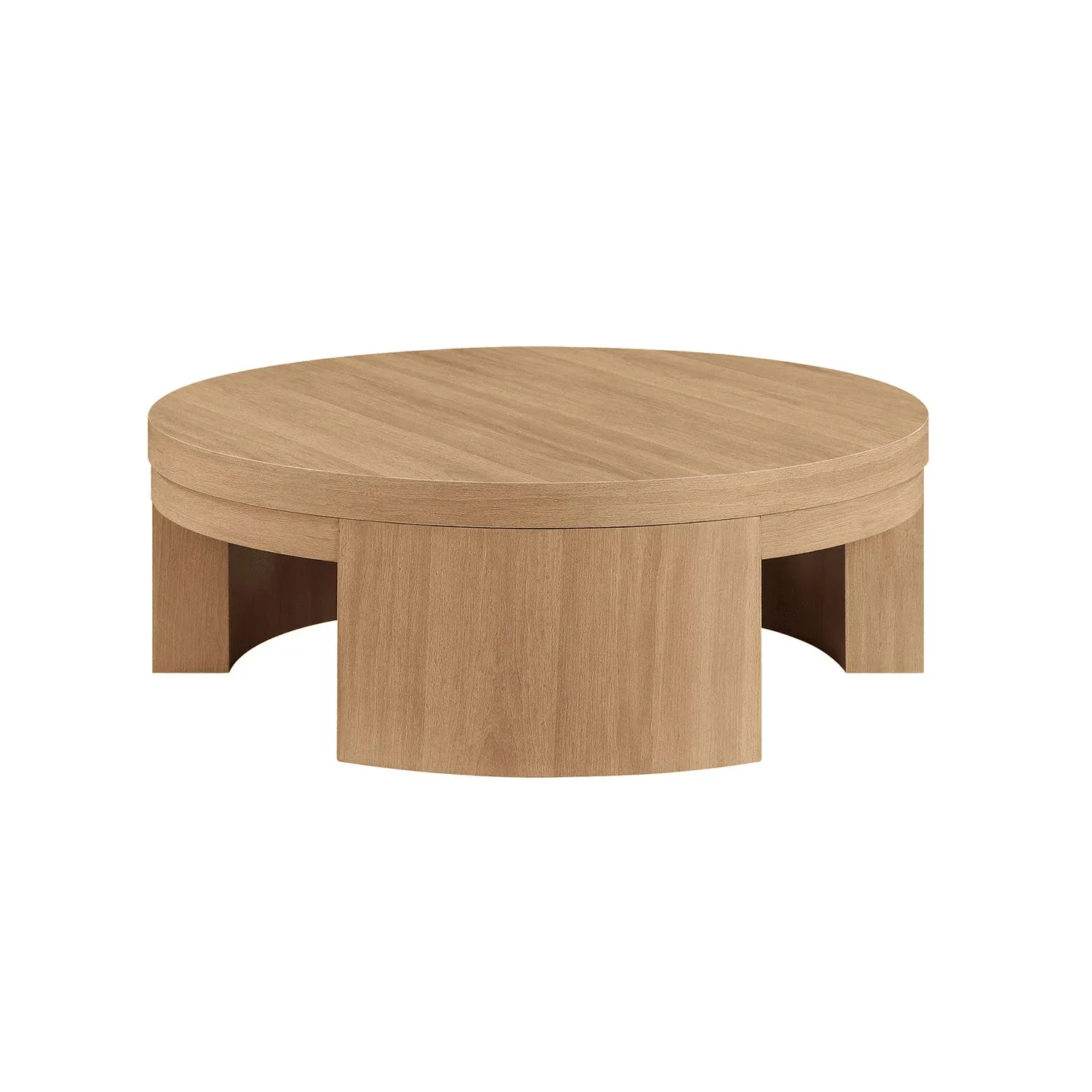 Beautiful WL-BT-012 Mod Round Coffee Table by Drew Barrymore, Warm Honey Finish