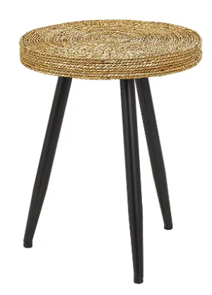 BROWN WOOD ACCENT TABLE, 16" X 16" X 20"