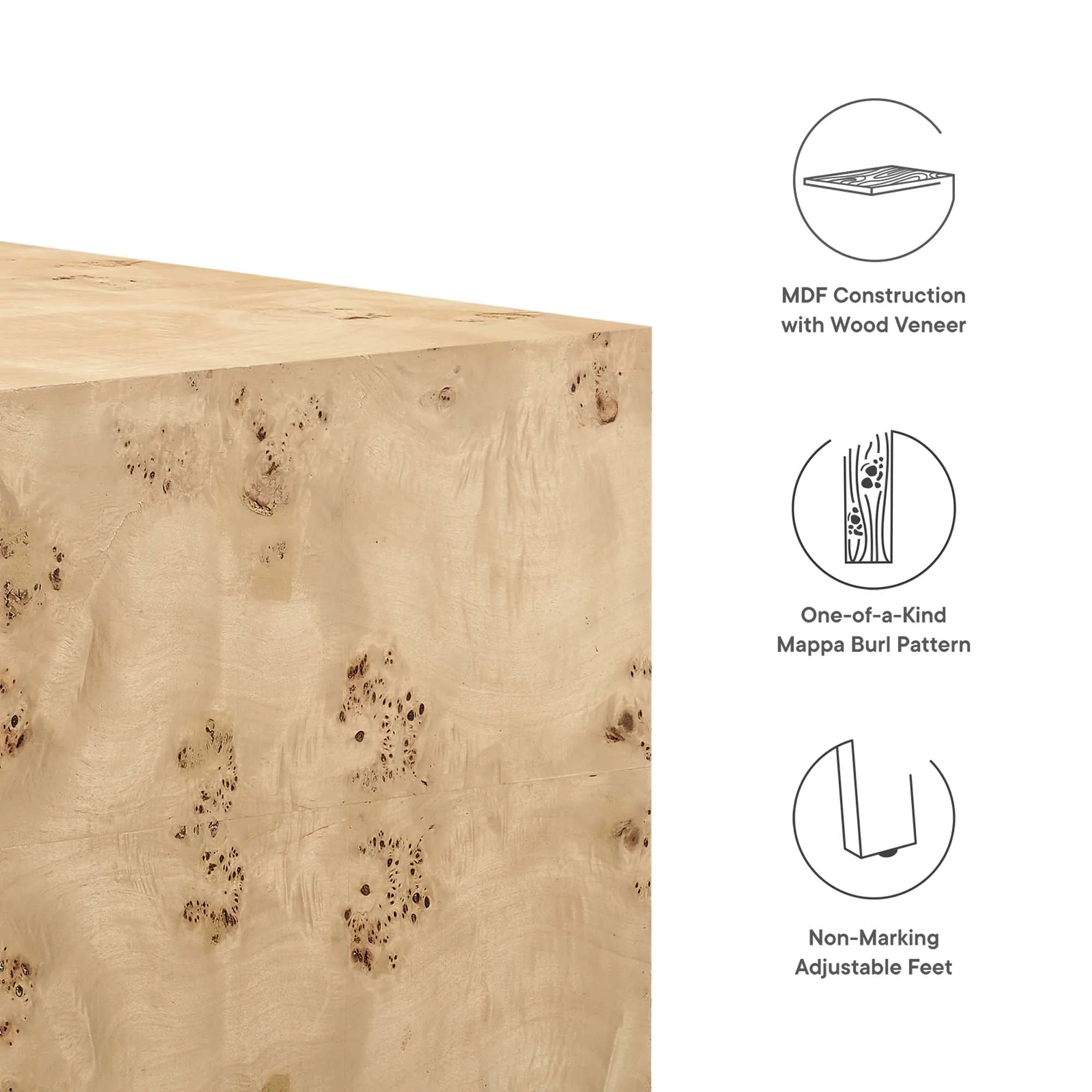 Cosmos 36" Square Burl Wood Coffee Table by Modway